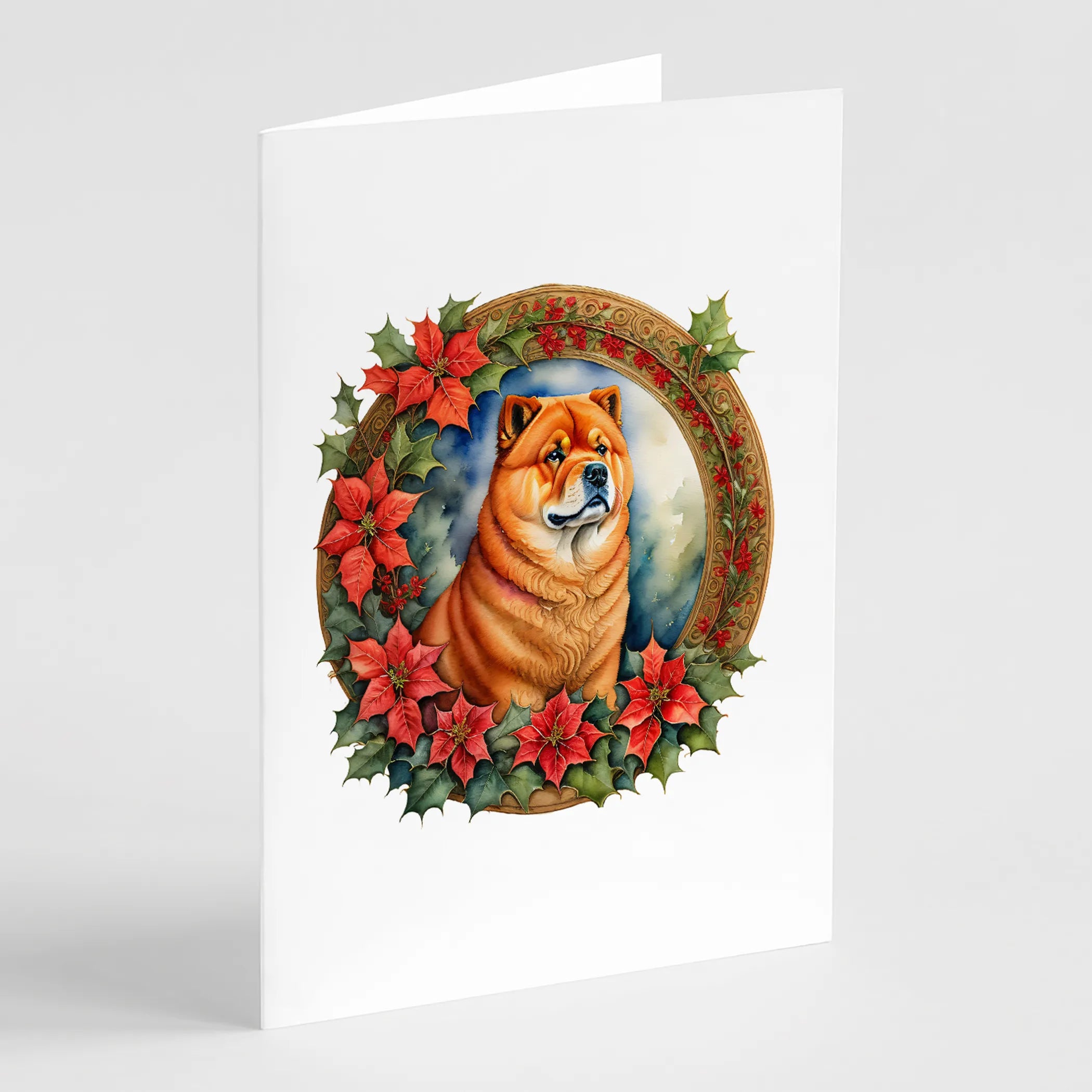 Christmas Flowers Frame Greeting Cards  - Size: 5X7 | Pack Of: 8 | Collection name: Christmas flowers frame