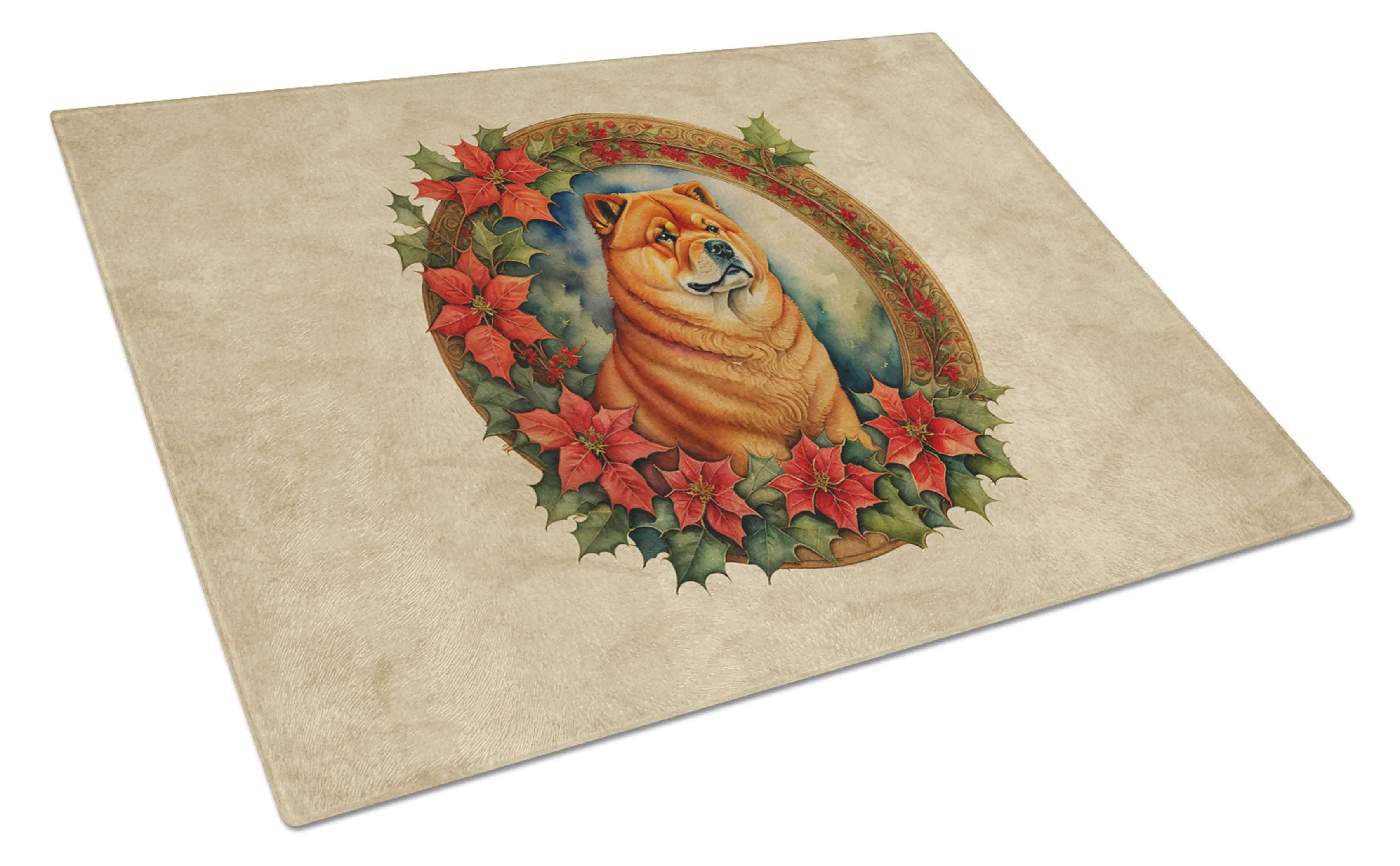 Christmas Flowers Frame Glass Cutting Board - Size: LARGE | Pack Of: 1 | Collection name: Christmas flowers frame