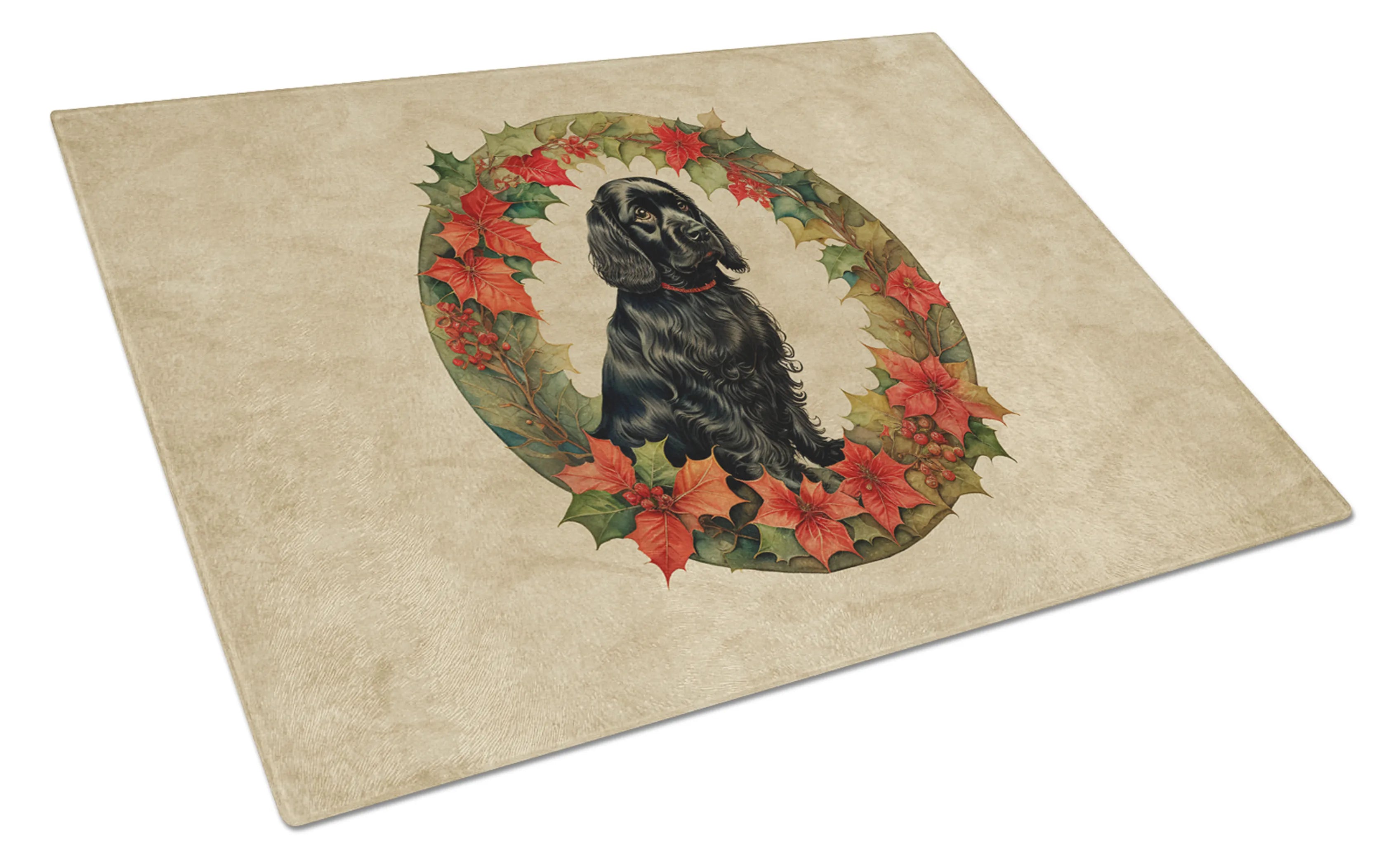 Christmas Flowers Frame Glass Cutting Board - Size: LARGE | Pack Of: 1 | Collection name: Christmas flowers frame