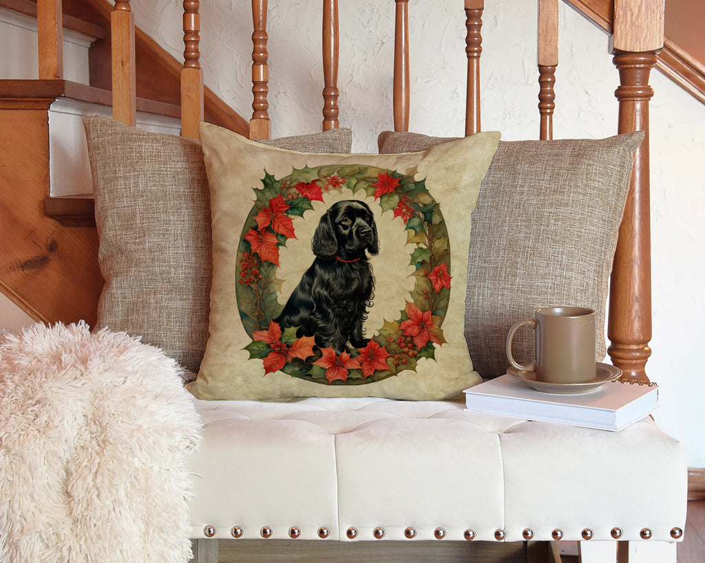Chesapeake Bay Retriever Christmas Flowers Throw Pillow