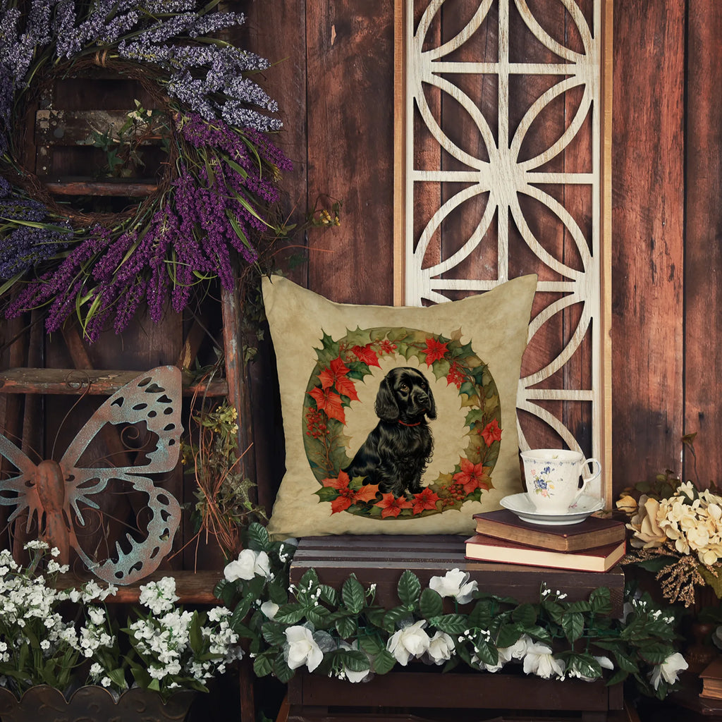 Chesapeake Bay Retriever Christmas Flowers Throw Pillow