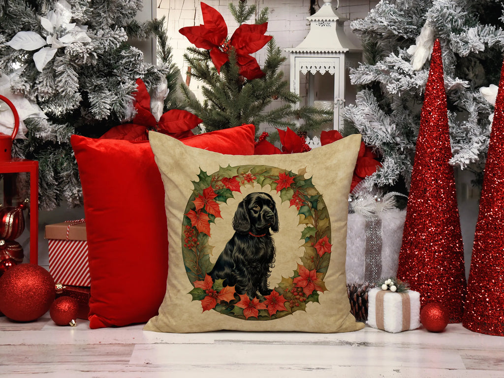 Chesapeake Bay Retriever Christmas Flowers Throw Pillow