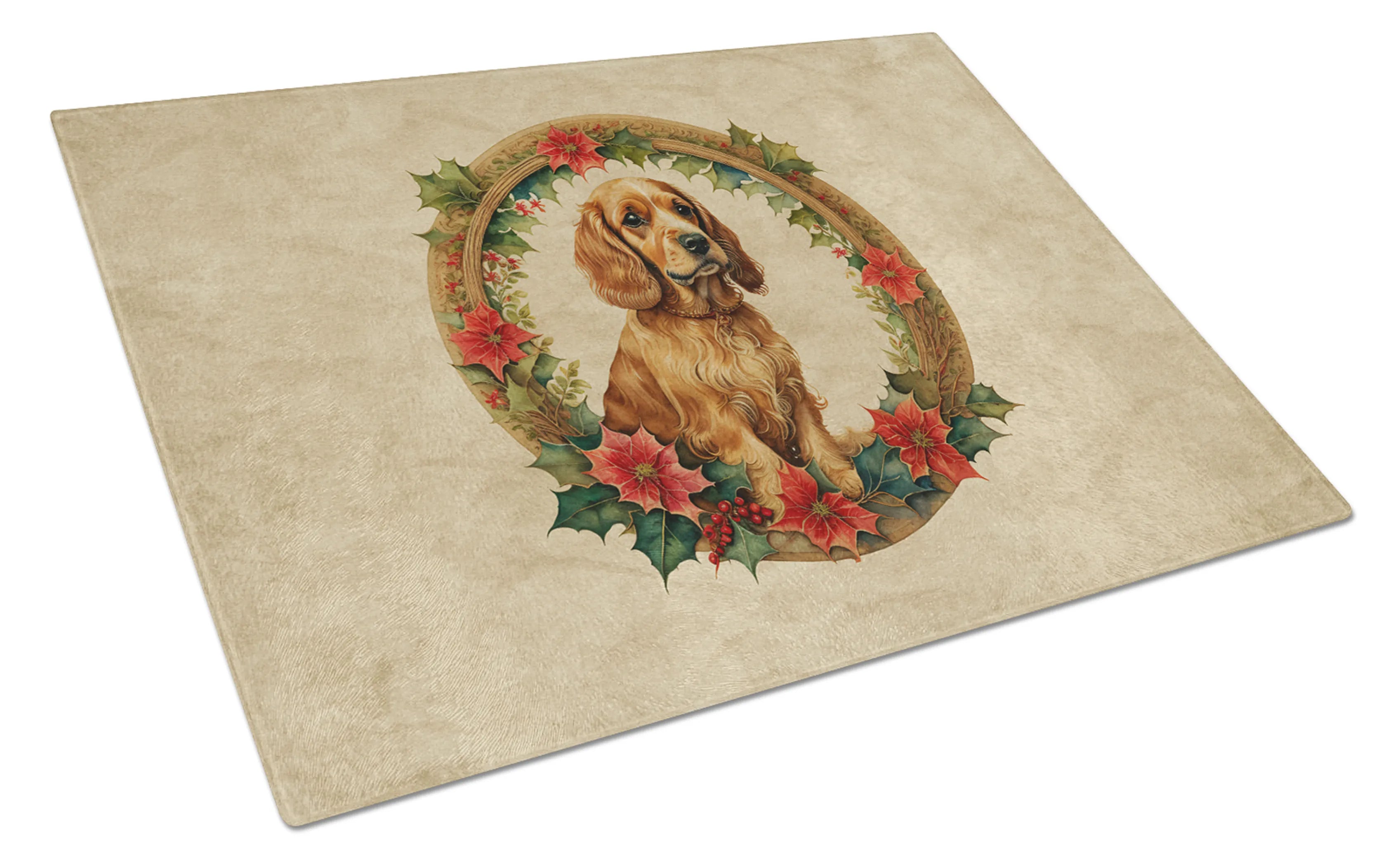 Christmas Flowers Frame Glass Cutting Board - Size: LARGE | Pack Of: 1 | Collection name: Christmas flowers frame