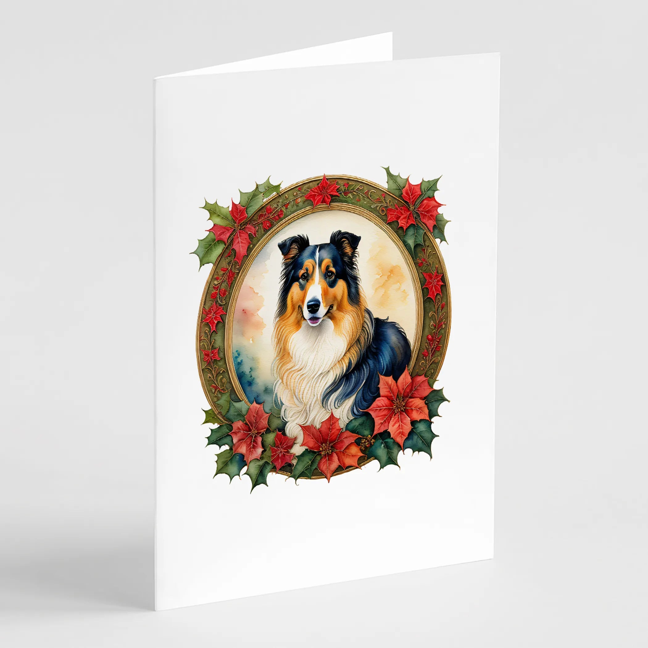 Christmas Flowers Frame Greeting Cards  - Size: 5X7 | Pack Of: 8 | Collection name: Christmas flowers frame