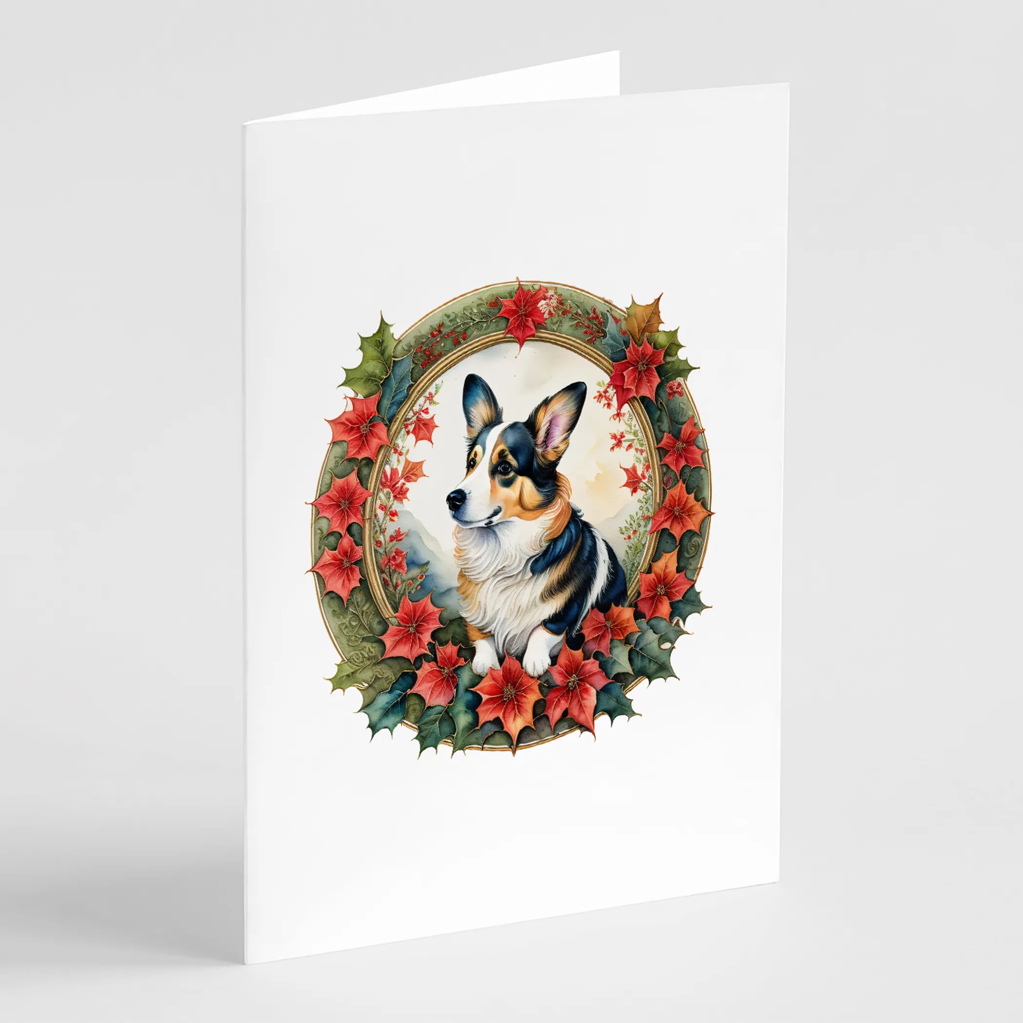 Christmas Flowers Frame Greeting Cards  - Size: 5X7 | Pack Of: 8 | Collection name: Christmas flowers frame