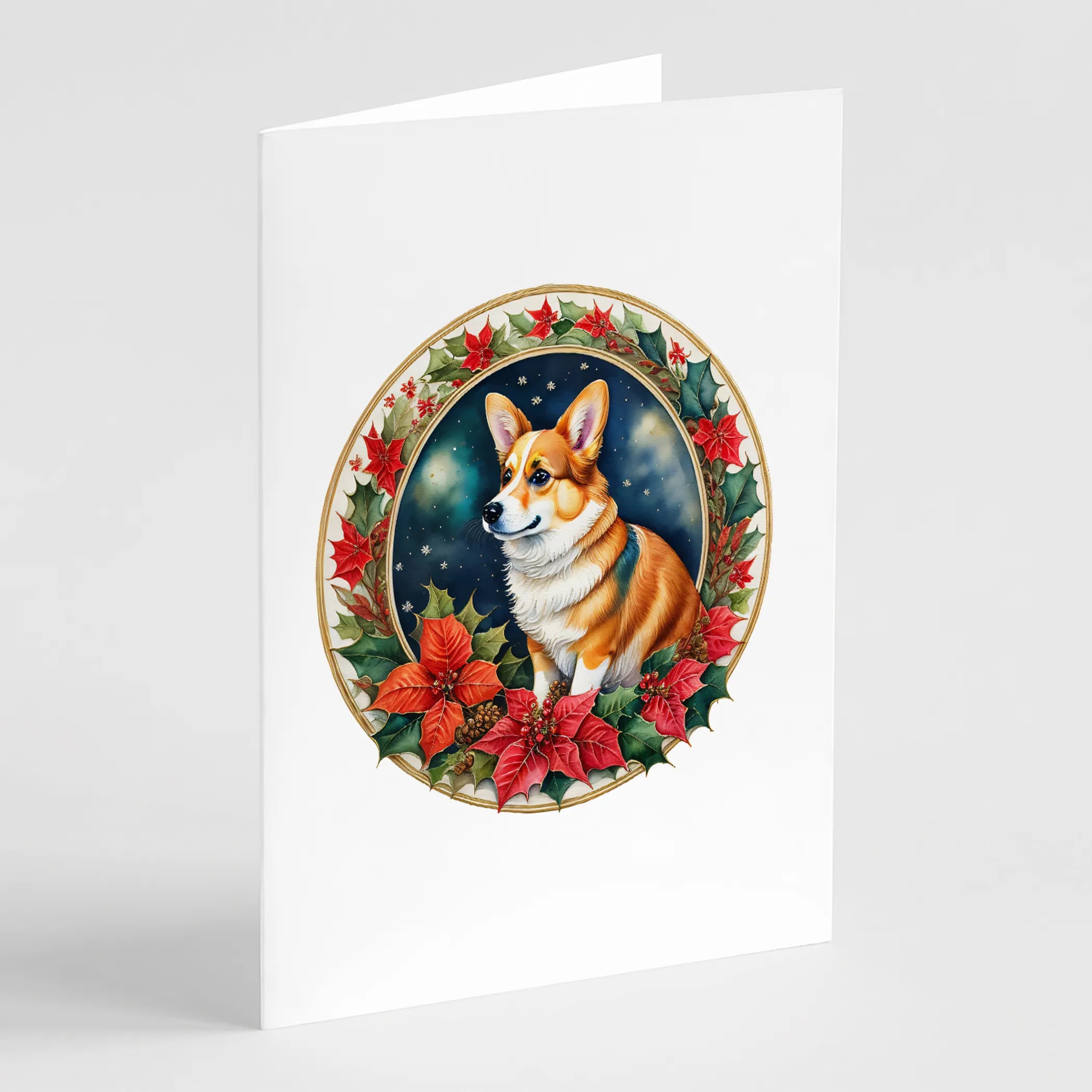 Christmas Flowers Frame Greeting Cards  - Size: 5X7 | Pack Of: 8 | Collection name: Christmas flowers frame