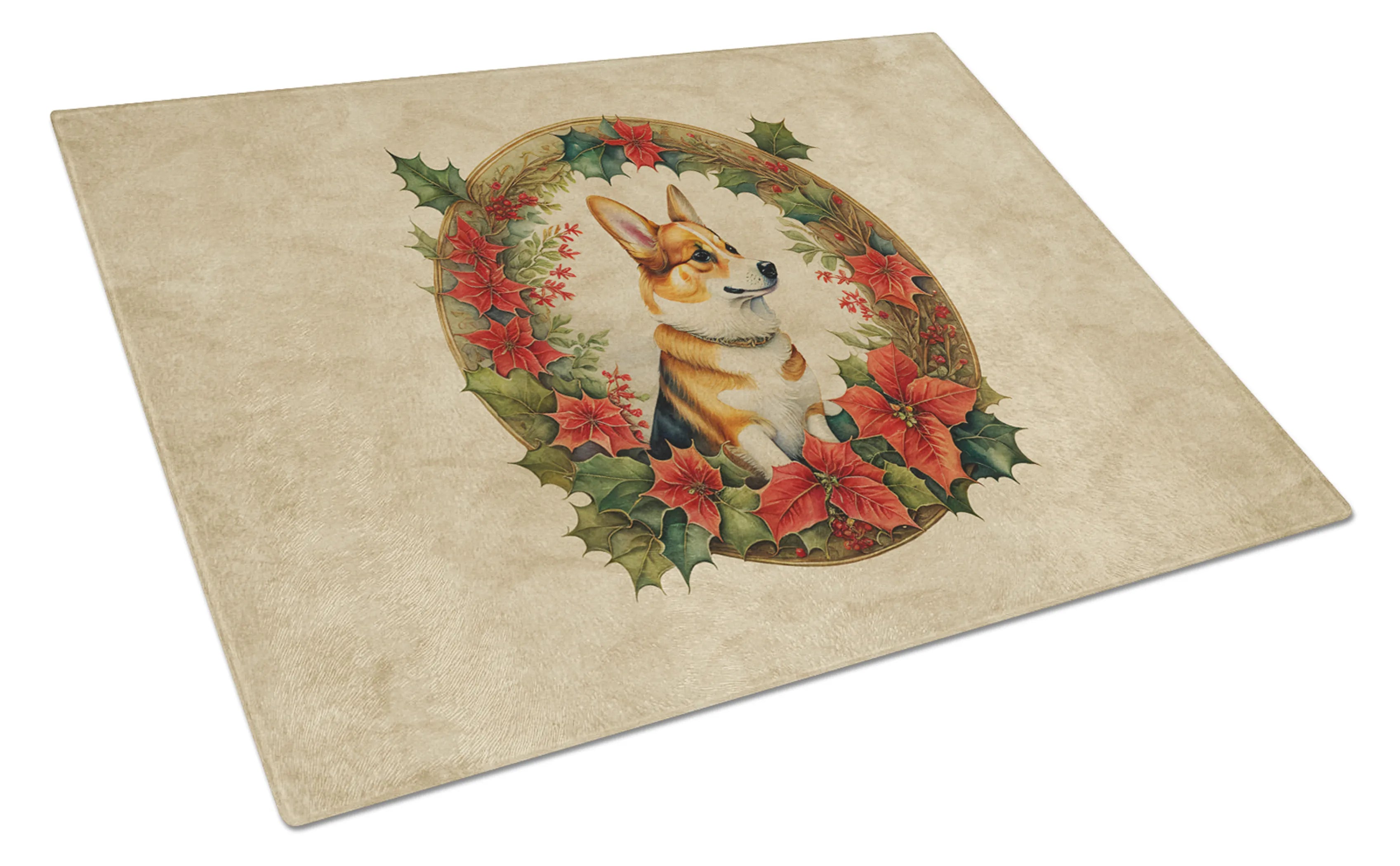 Christmas Flowers Frame Glass Cutting Board - Size: LARGE | Pack Of: 1 | Collection name: Christmas flowers frame