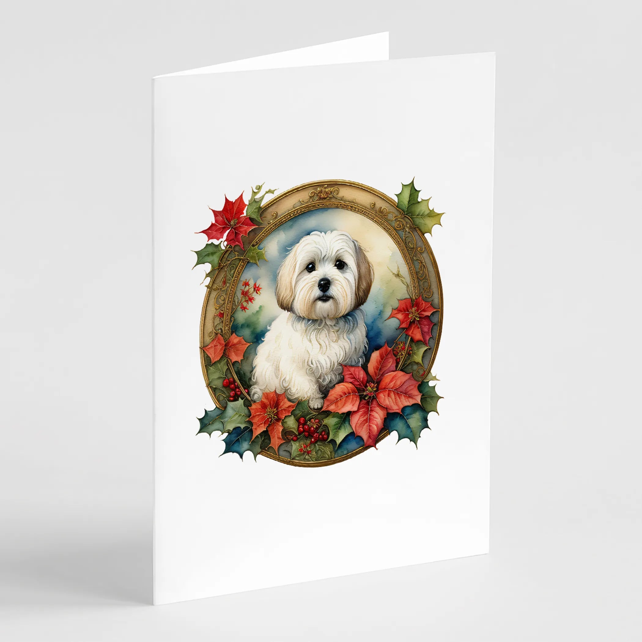 Christmas Flowers Frame Greeting Cards  - Size: 5X7 | Pack Of: 8 | Collection name: Christmas flowers frame