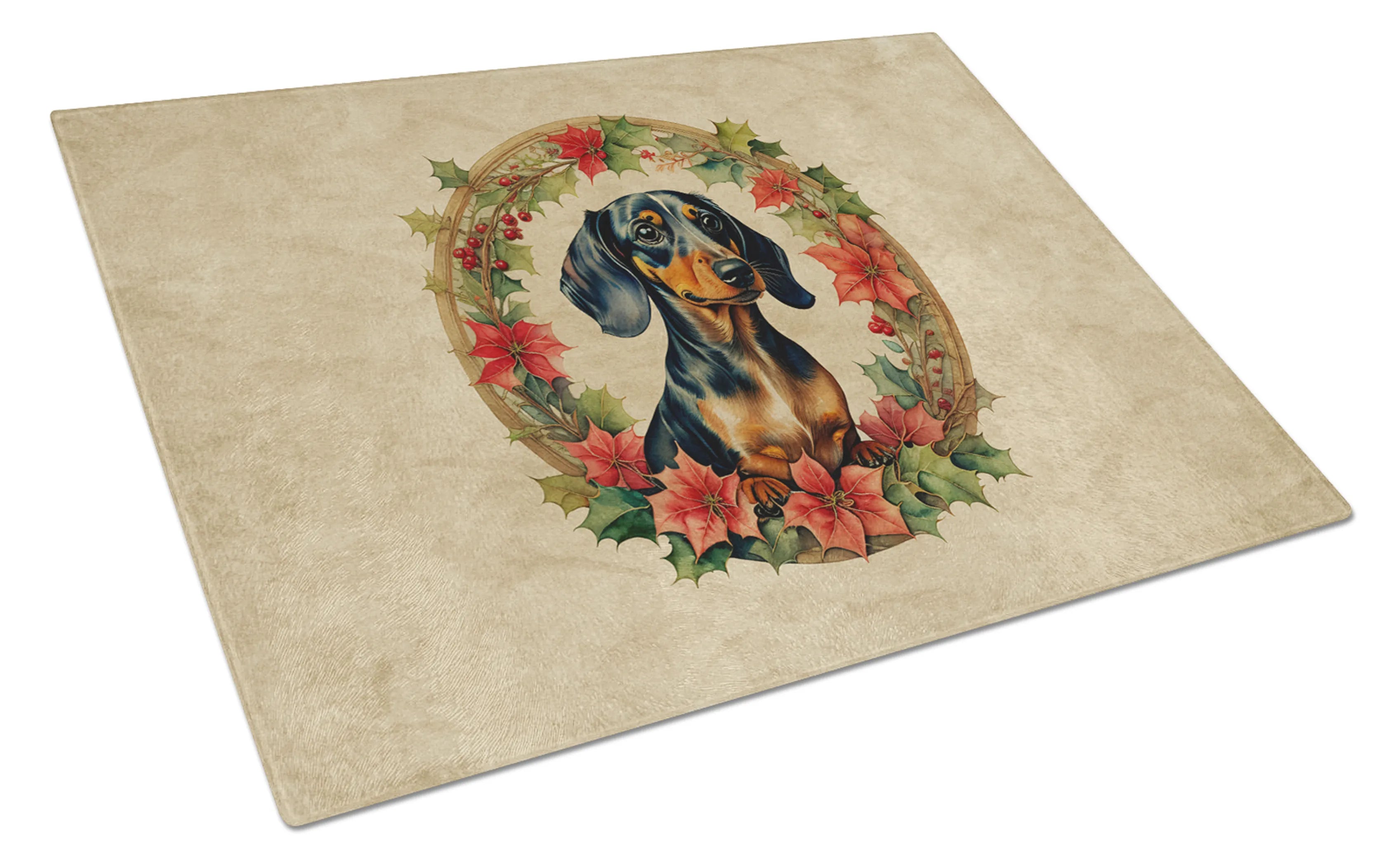 Christmas Flowers Frame Glass Cutting Board - Size: LARGE | Pack Of: 1 | Collection name: Christmas flowers frame