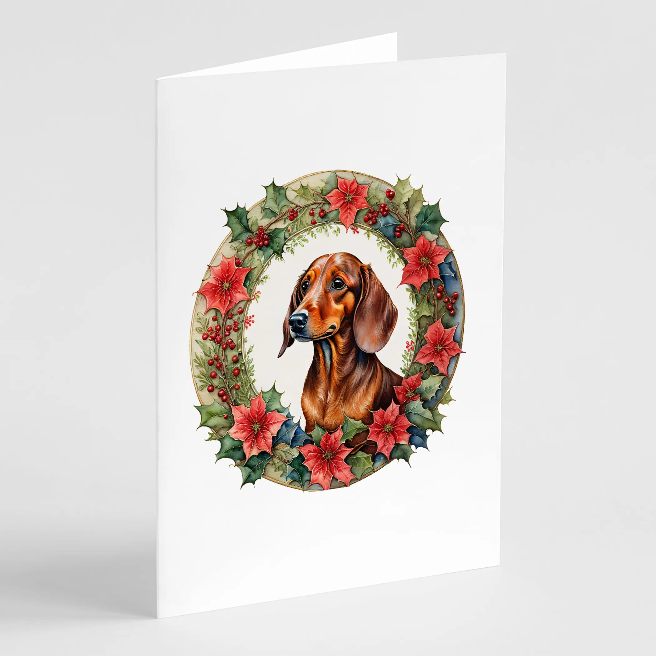 Christmas Flowers Frame Greeting Cards  - Size: 5X7 | Pack Of: 8 | Collection name: Christmas flowers frame
