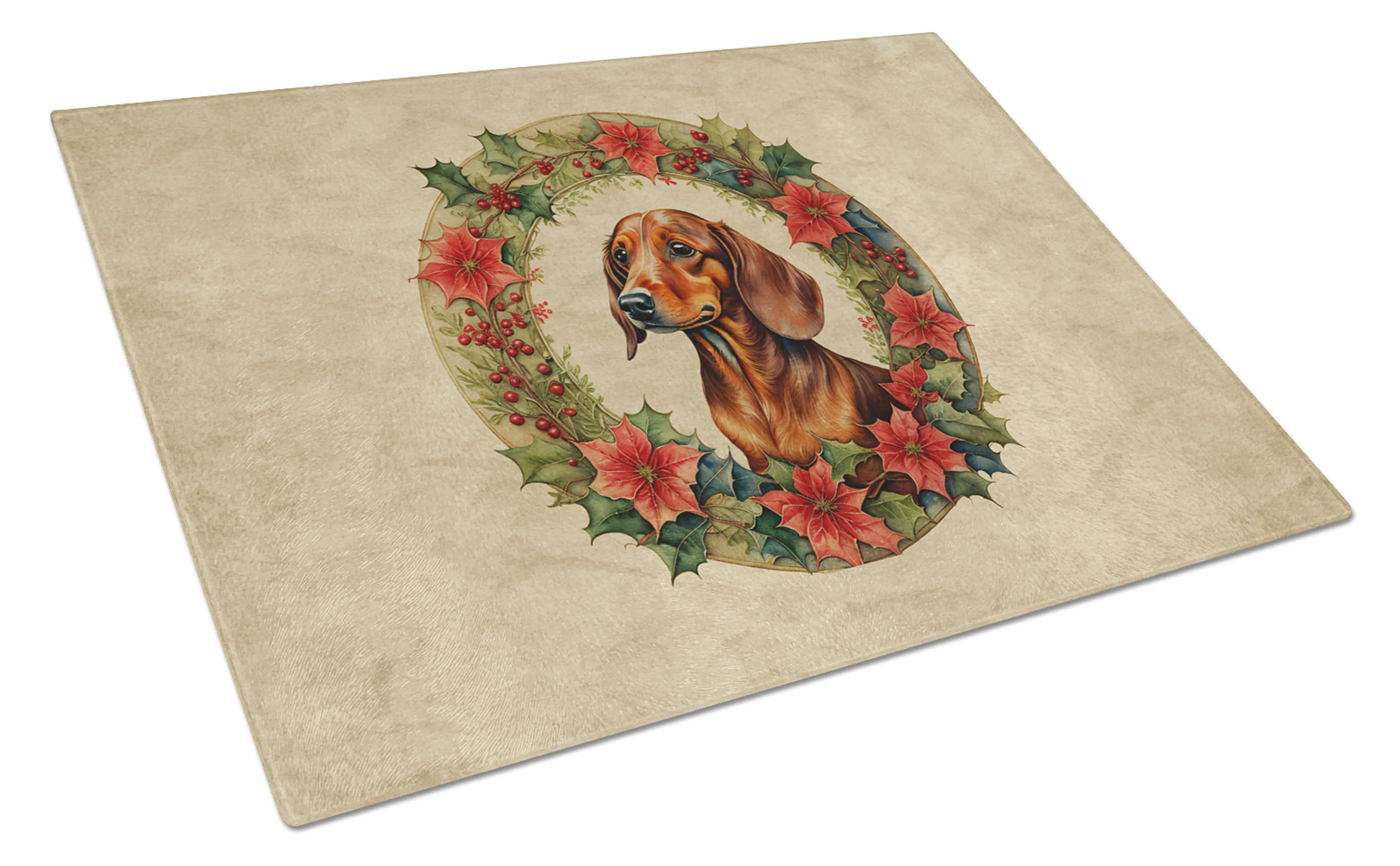 Christmas Flowers Frame Glass Cutting Board - Size: LARGE | Pack Of: 1 | Collection name: Christmas flowers frame