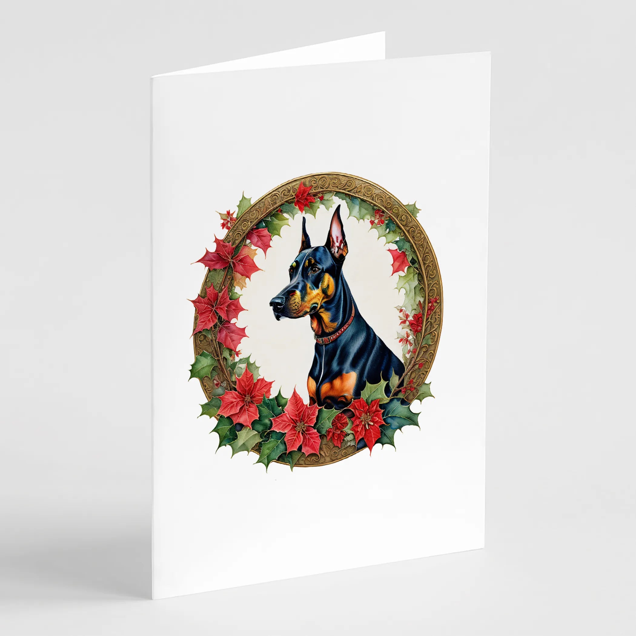Christmas Flowers Frame Greeting Cards  - Size: 5X7 | Pack Of: 8 | Collection name: Christmas flowers frame
