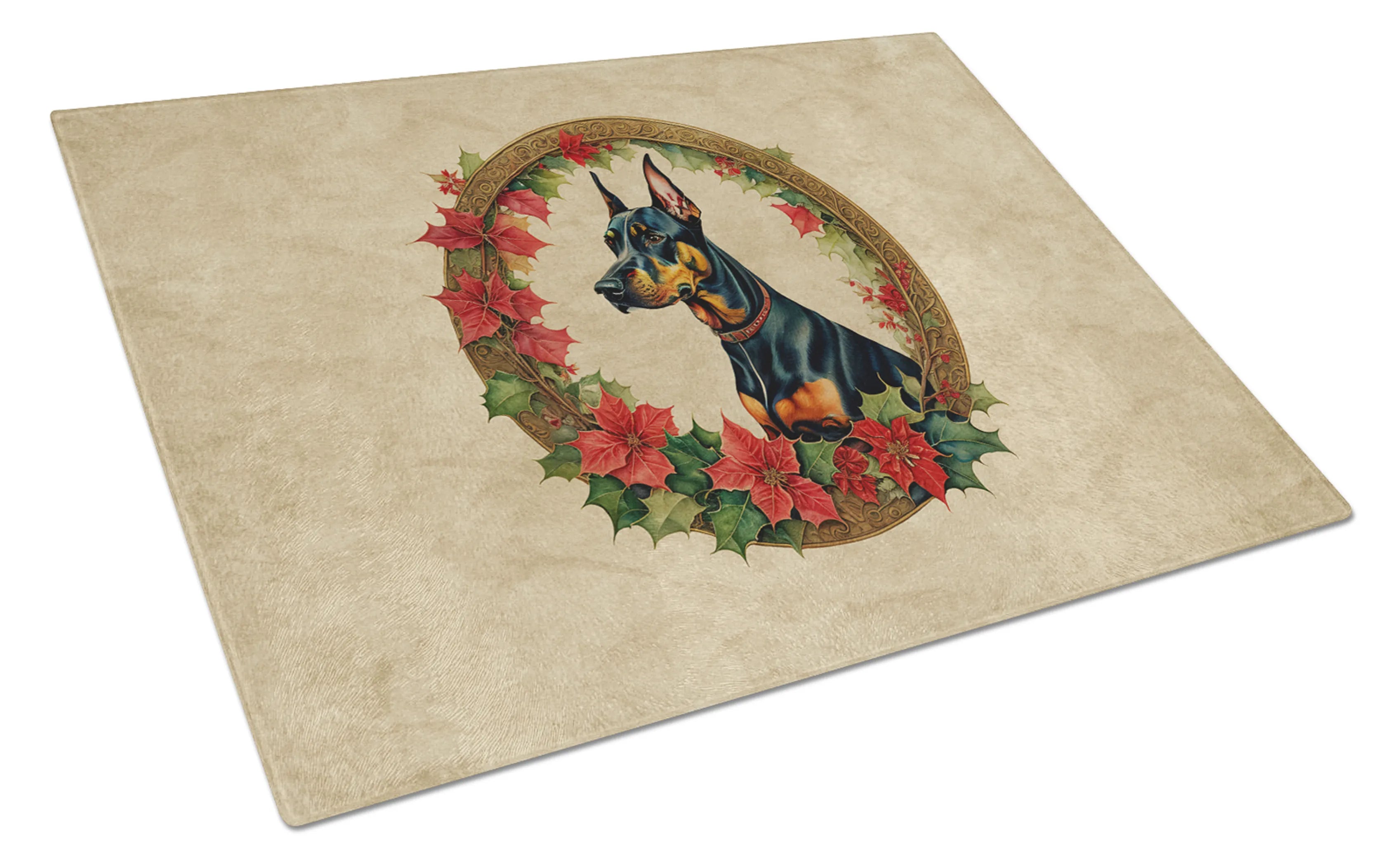 Christmas Flowers Frame Glass Cutting Board - Size: LARGE | Pack Of: 1 | Collection name: Christmas flowers frame