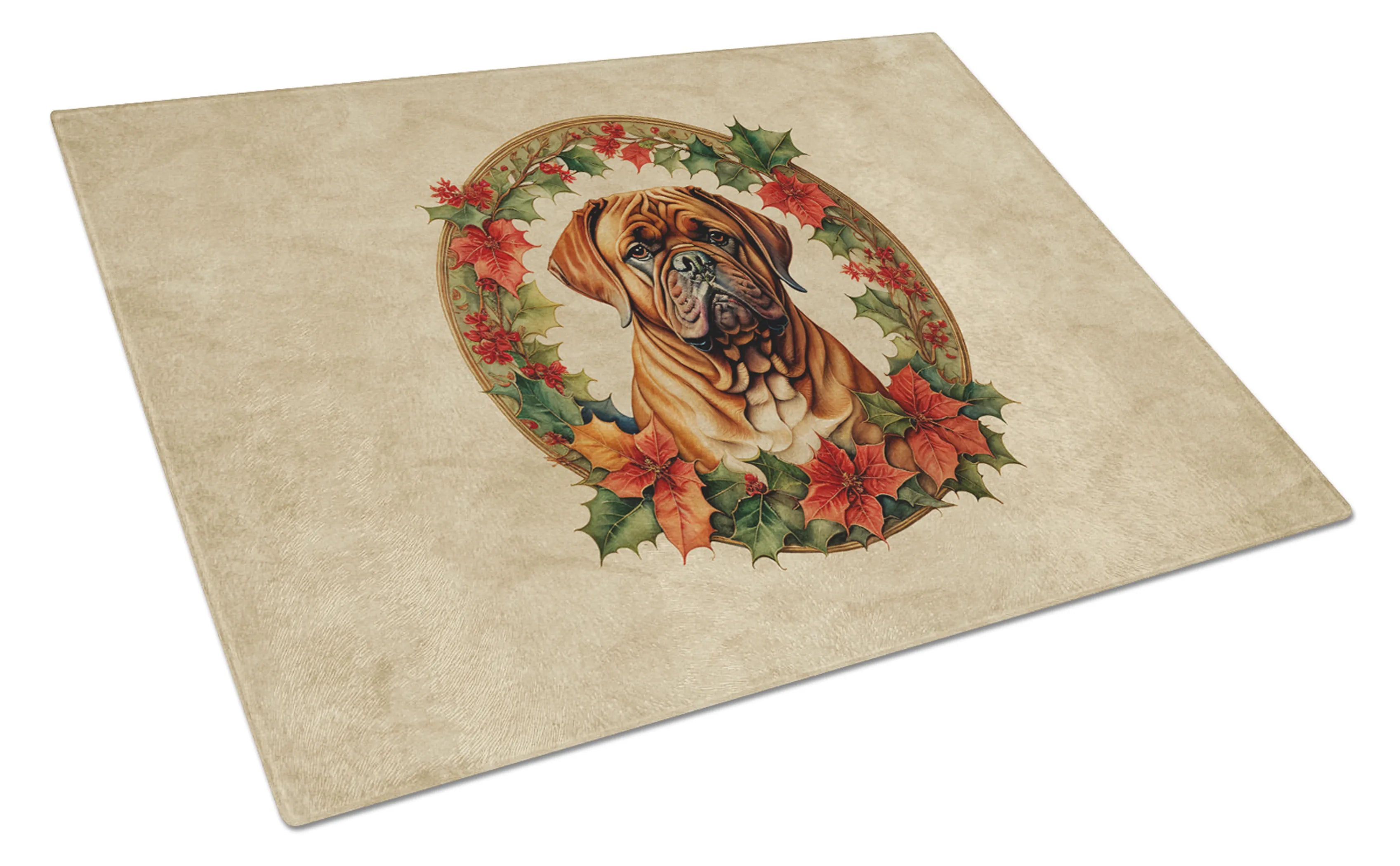 Christmas Flowers Frame Glass Cutting Board - Size: LARGE | Pack Of: 1 | Collection name: Christmas flowers frame