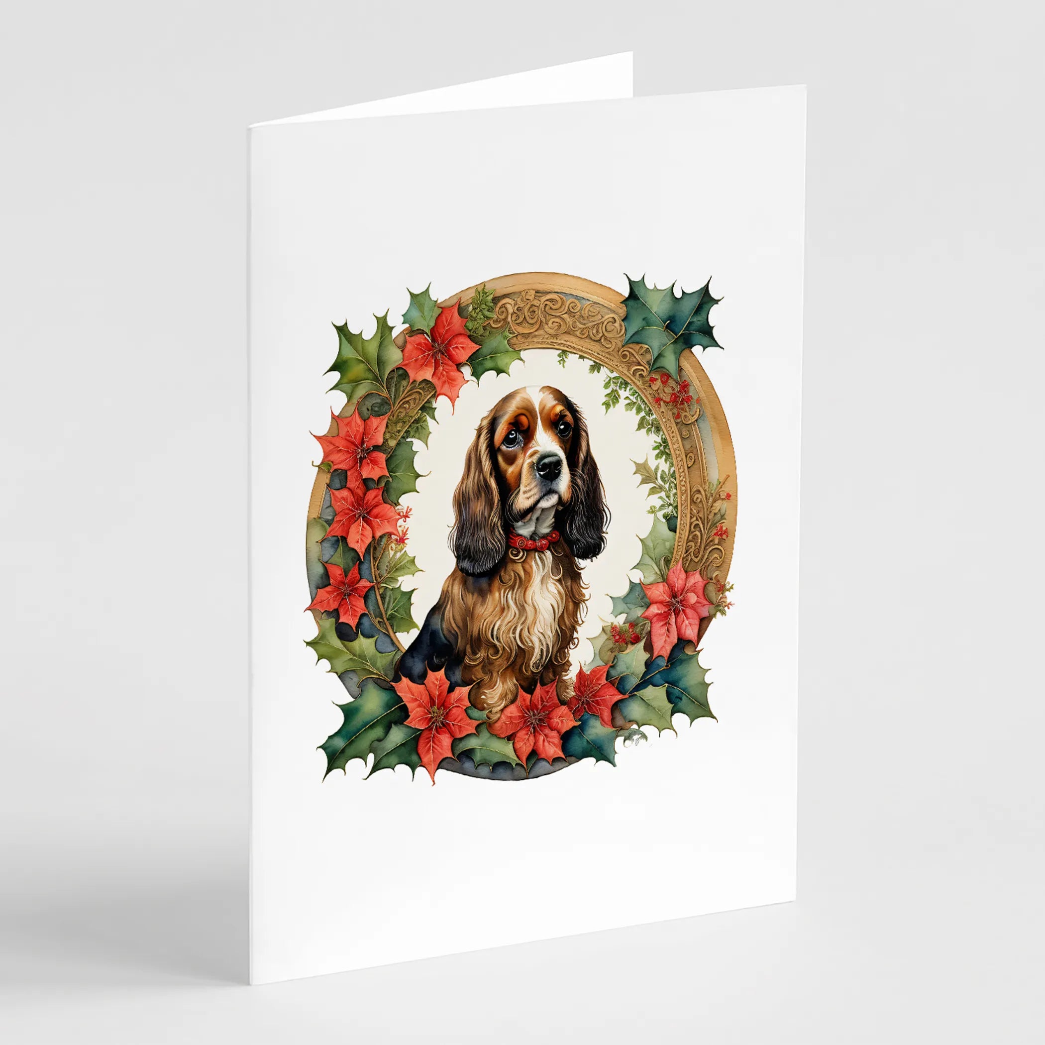 Christmas Flowers Frame Greeting Cards  - Size: 5X7 | Pack Of: 8 | Collection name: Christmas flowers frame