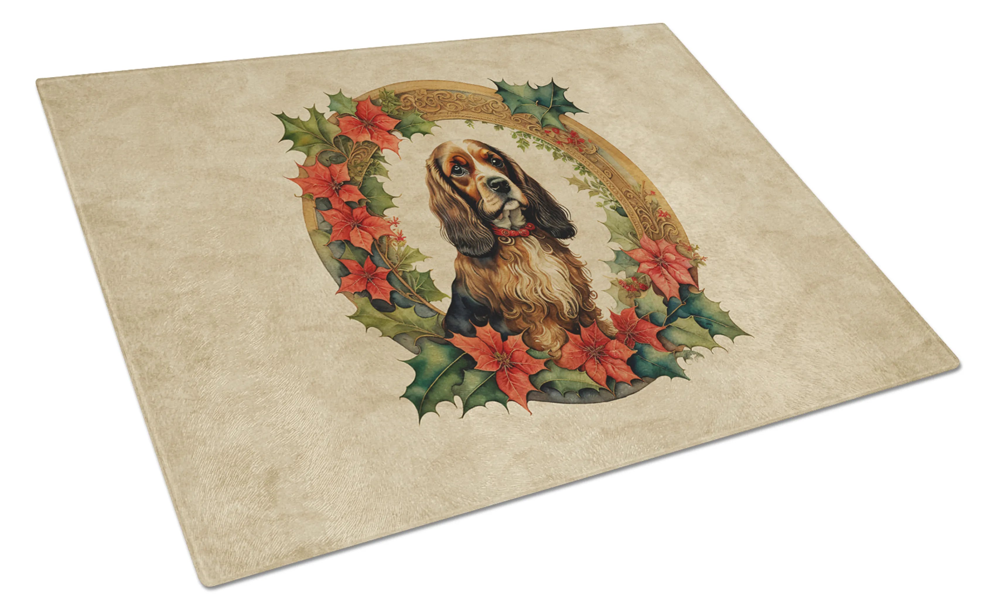 Christmas Flowers Frame Glass Cutting Board - Size: LARGE | Pack Of: 1 | Collection name: Christmas flowers frame
