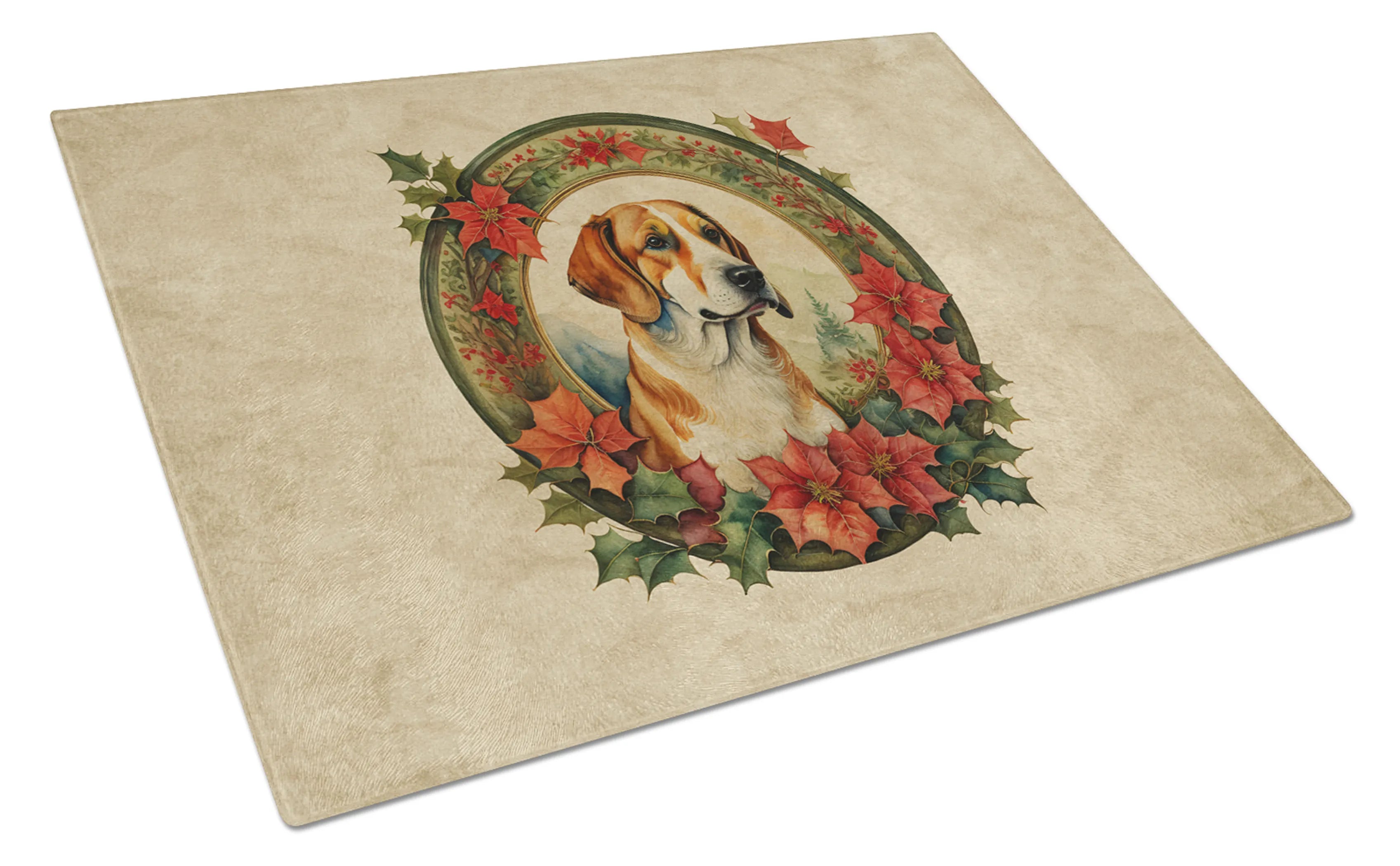 Christmas Flowers Frame Glass Cutting Board - Size: LARGE | Pack Of: 1 | Collection name: Christmas flowers frame