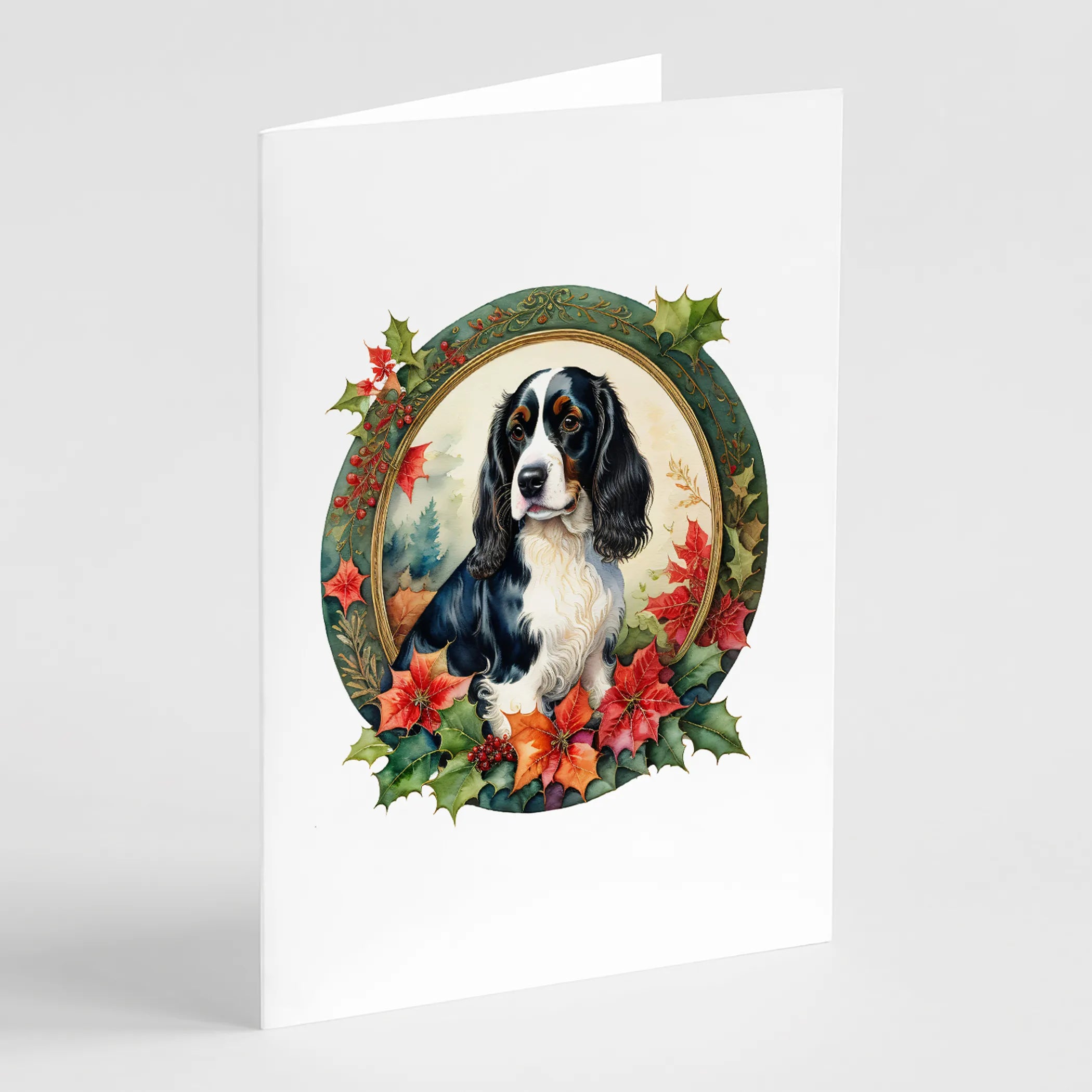 Christmas Flowers Frame Greeting Cards  - Size: 5X7 | Pack Of: 8 | Collection name: Christmas flowers frame