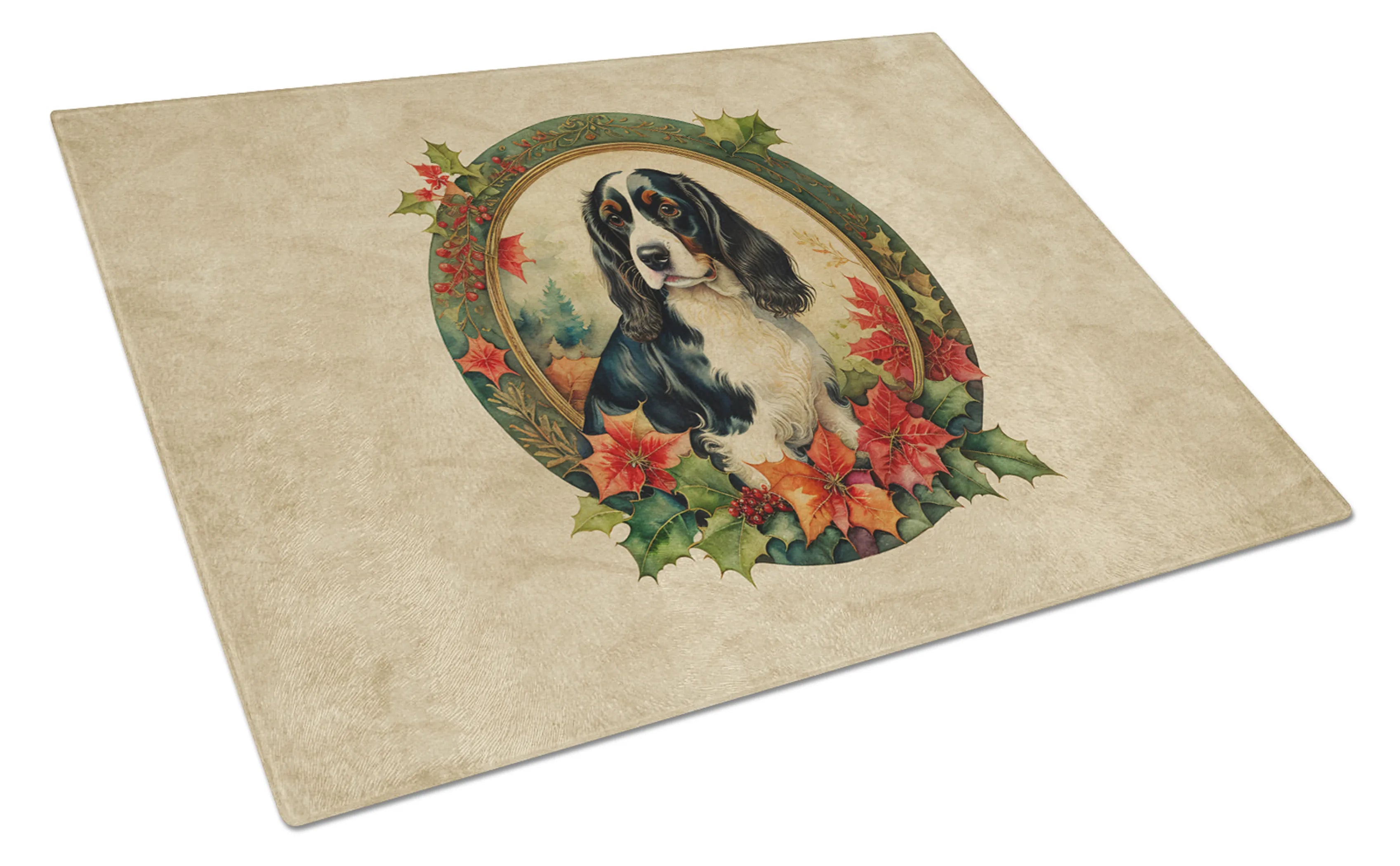 Christmas Flowers Frame Glass Cutting Board - Size: LARGE | Pack Of: 1 | Collection name: Christmas flowers frame
