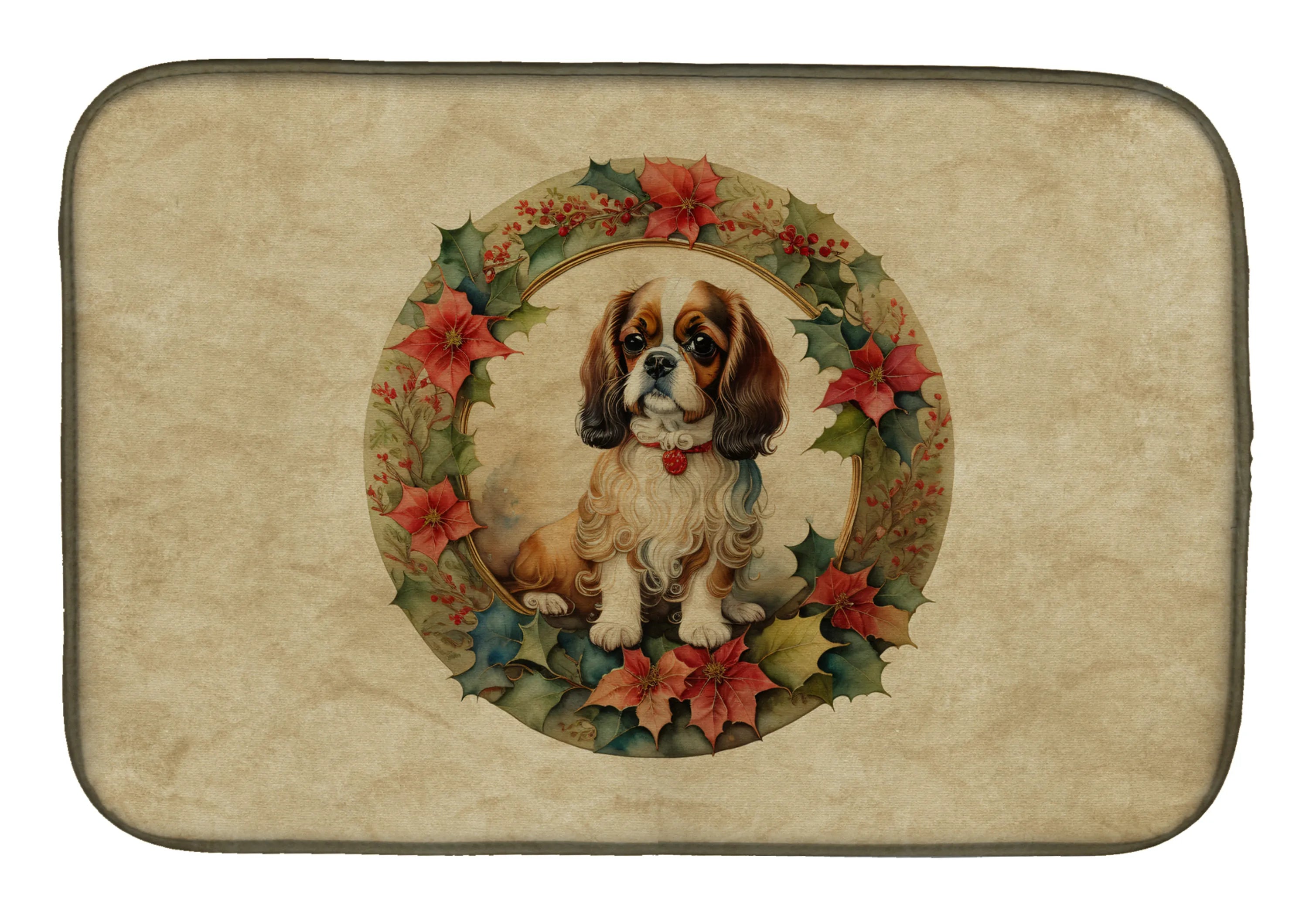 Christmas Flowers Frame Dish Drying Mat - Size: 14  X 21" | Pack Of: 1 | Collection name: Christmas flowers frame