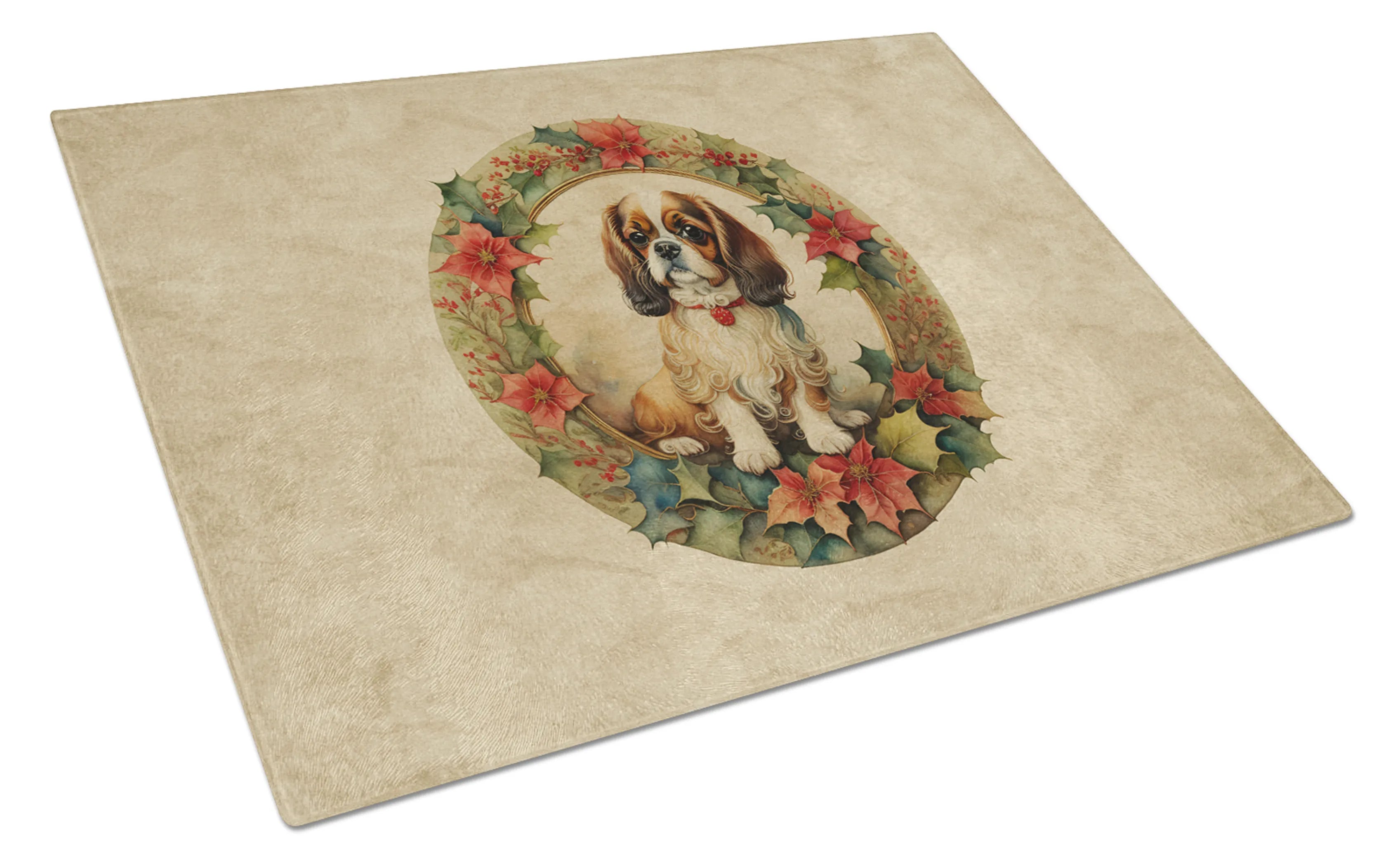 Christmas Flowers Frame Glass Cutting Board - Size: LARGE | Pack Of: 1 | Collection name: Christmas flowers frame