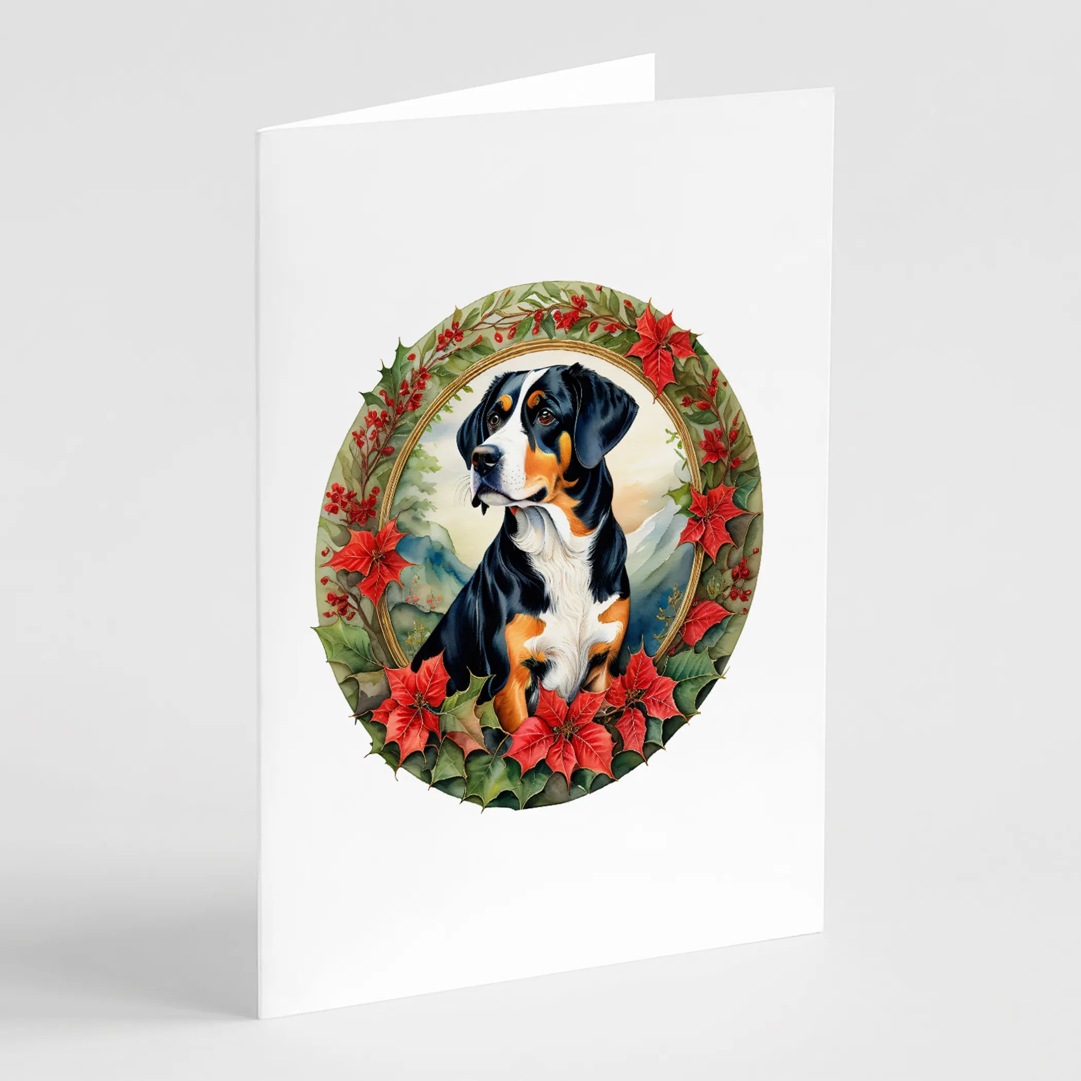 Christmas Flowers Frame Greeting Cards  - Size: 5X7 | Pack Of: 8 | Collection name: Christmas flowers frame