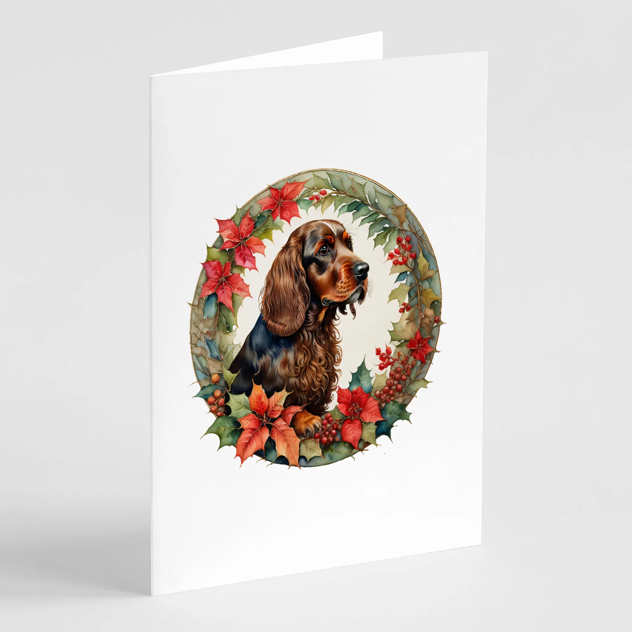 Christmas Flowers Frame Greeting Cards  - Size: 5X7 | Pack Of: 8 | Collection name: Christmas flowers frame