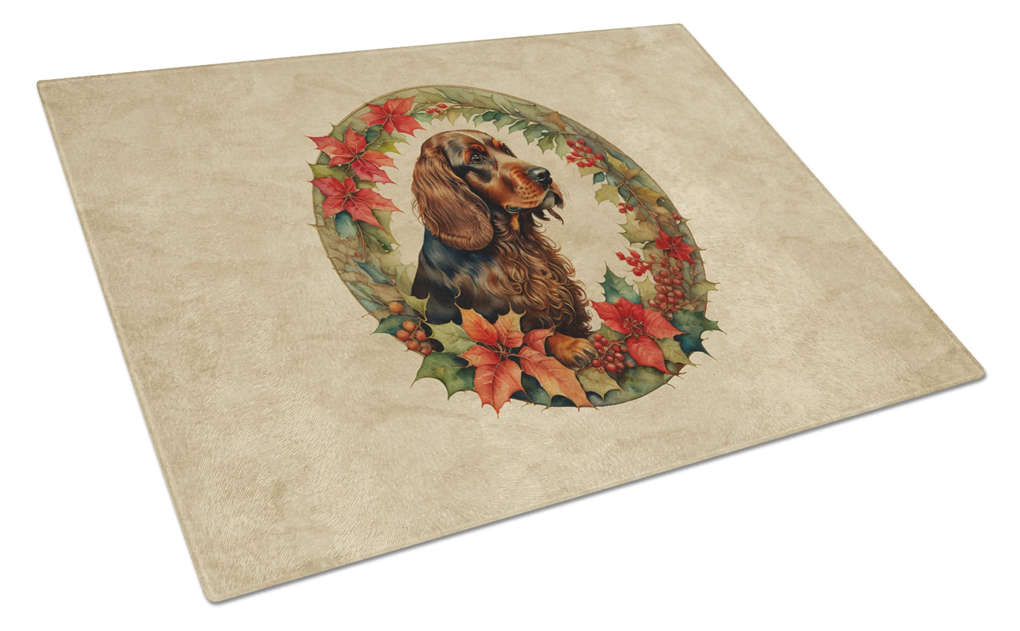 Christmas Flowers Frame Glass Cutting Board - Size: LARGE | Pack Of: 1 | Collection name: Christmas flowers frame