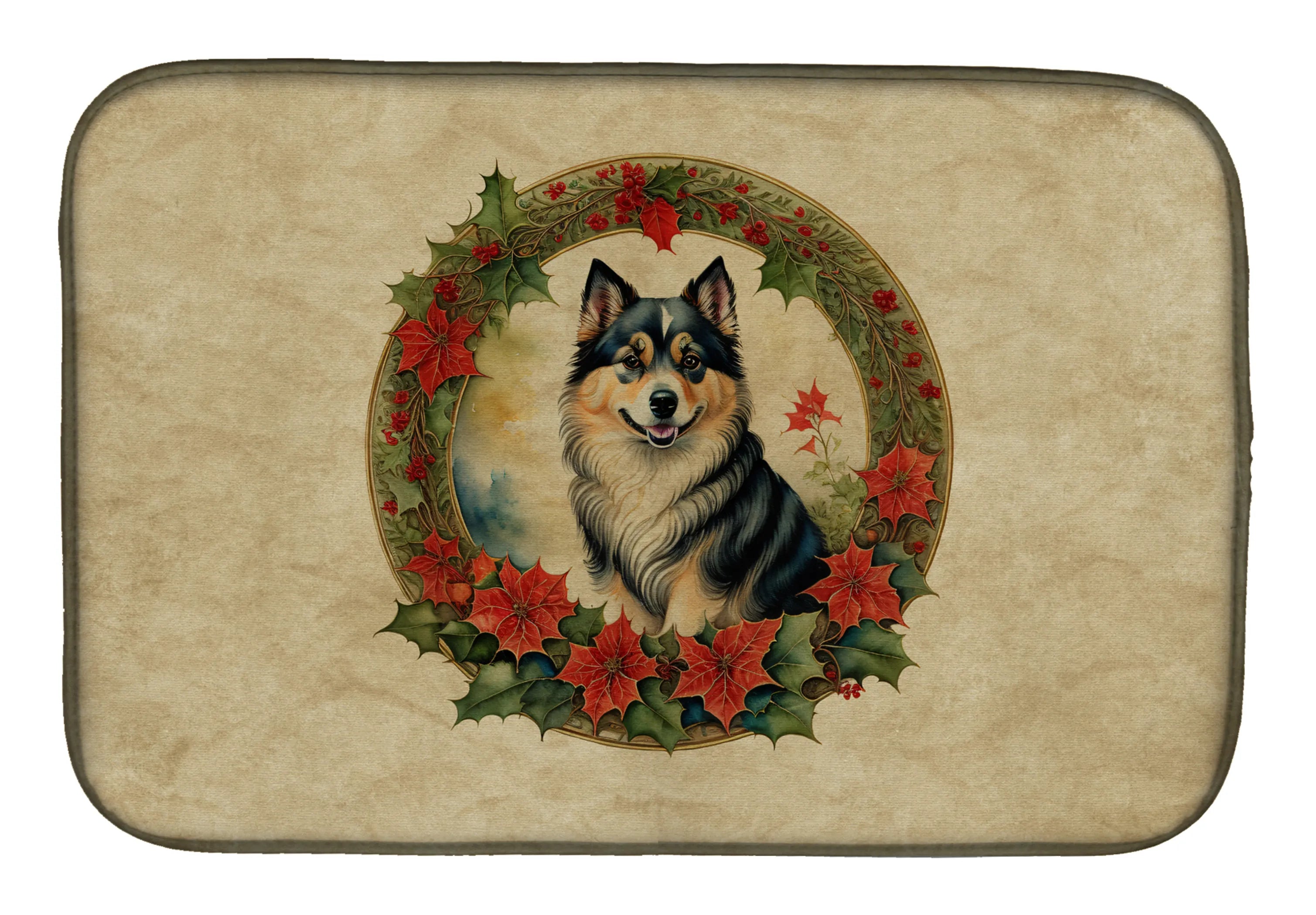 Christmas Flowers Frame Dish Drying Mat - Size: 14  X 21" | Pack Of: 1 | Collection name: Christmas flowers frame
