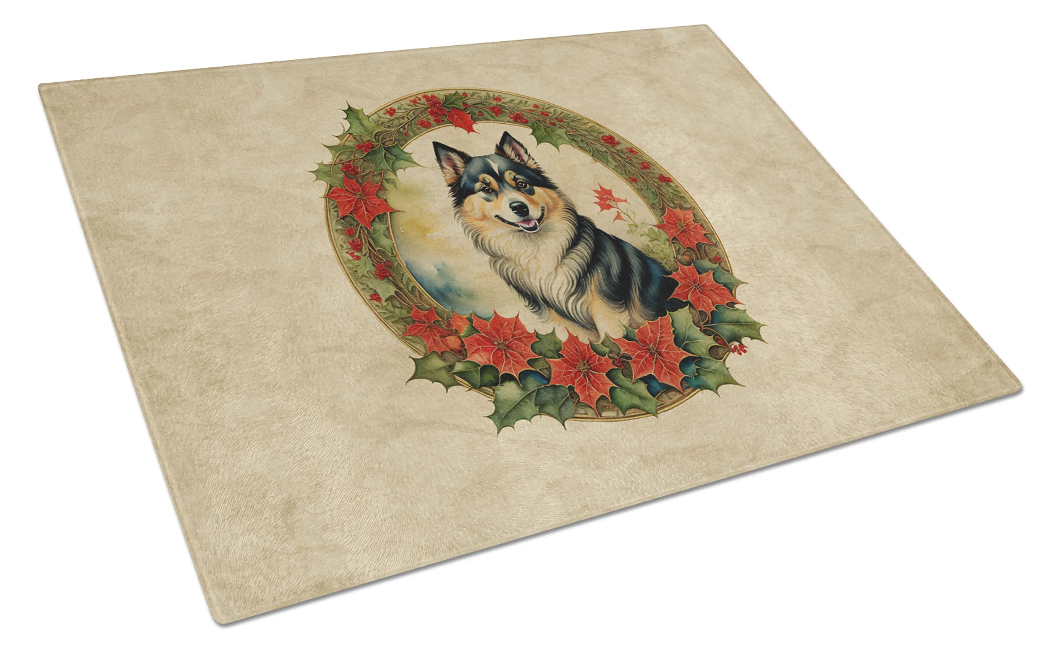 Christmas Flowers Frame Glass Cutting Board - Size: LARGE | Pack Of: 1 | Collection name: Christmas flowers frame