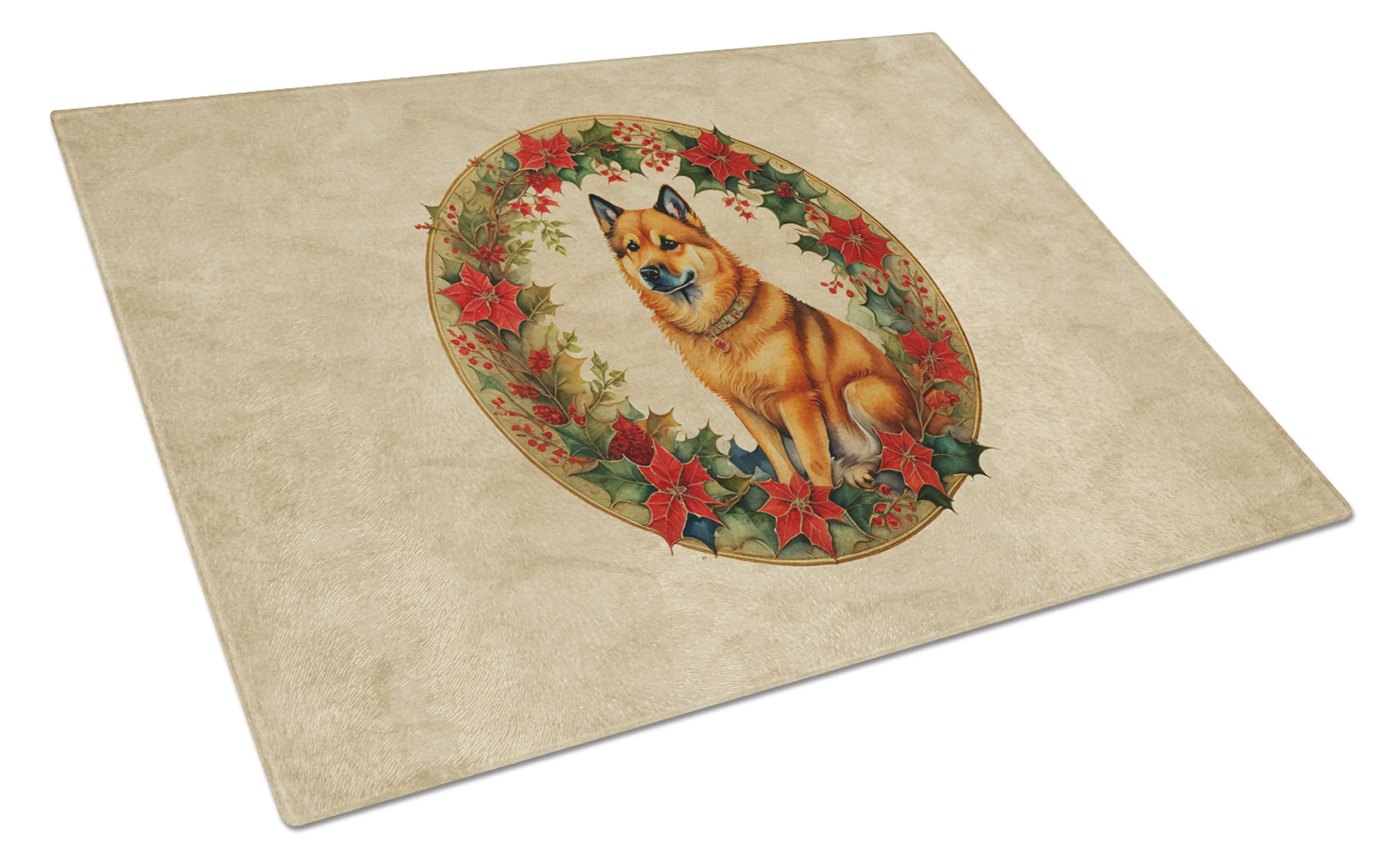 Christmas Flowers Frame Glass Cutting Board - Size: LARGE | Pack Of: 1 | Collection name: Christmas flowers frame