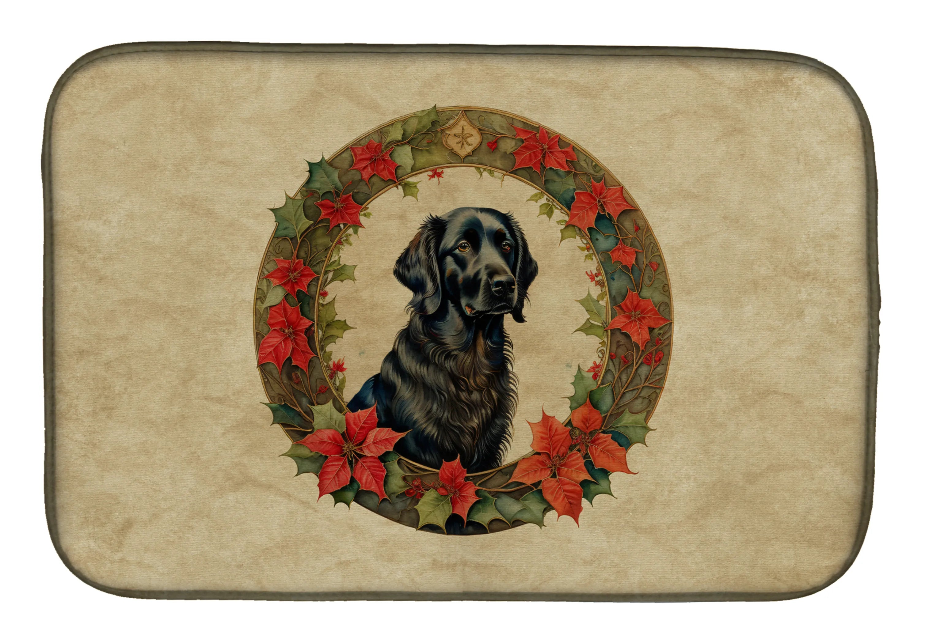 Christmas Flowers Frame Dish Drying Mat - Size: 14  X 21" | Pack Of: 1 | Collection name: Christmas flowers frame