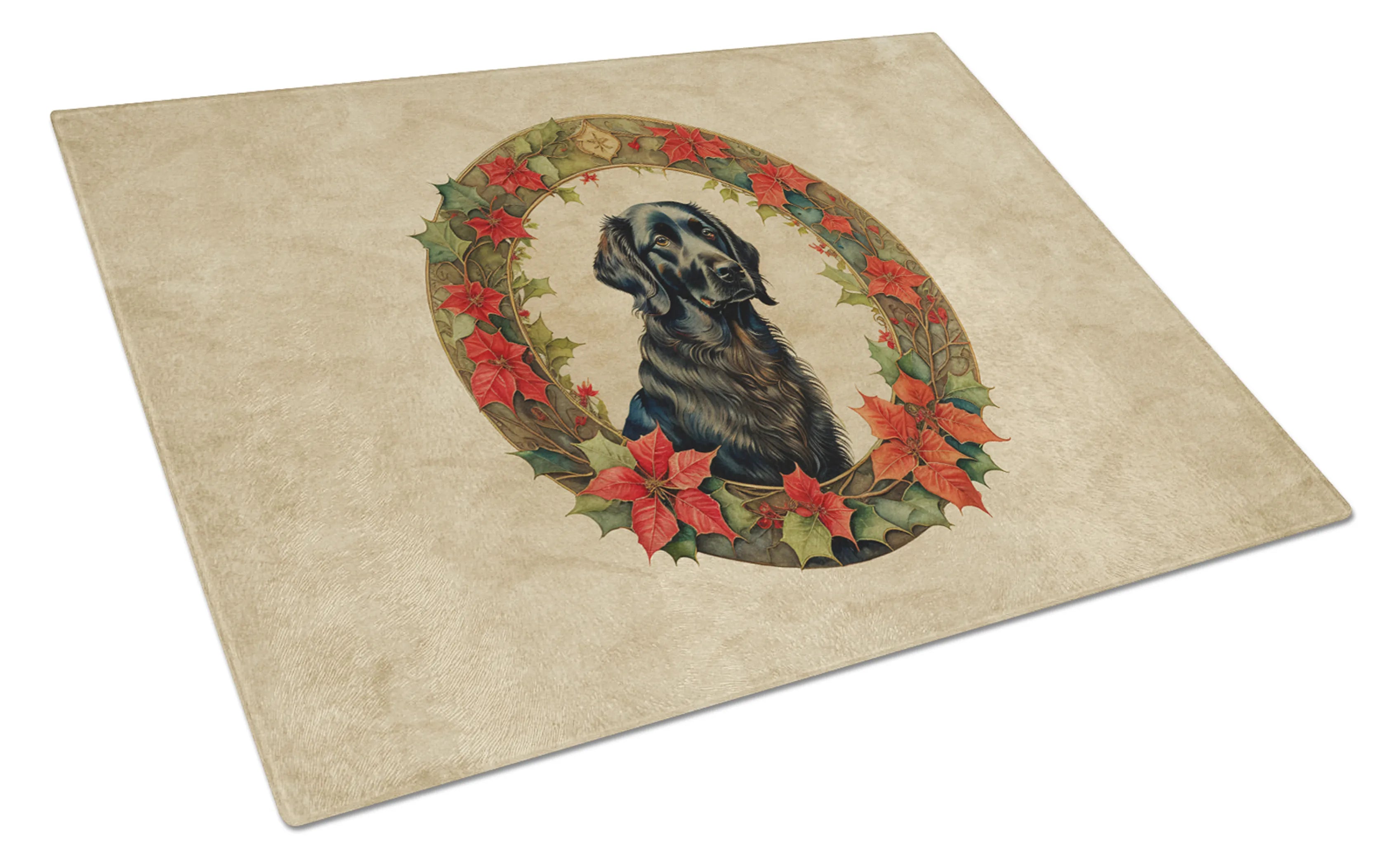 Christmas Flowers Frame Glass Cutting Board - Size: LARGE | Pack Of: 1 | Collection name: Christmas flowers frame