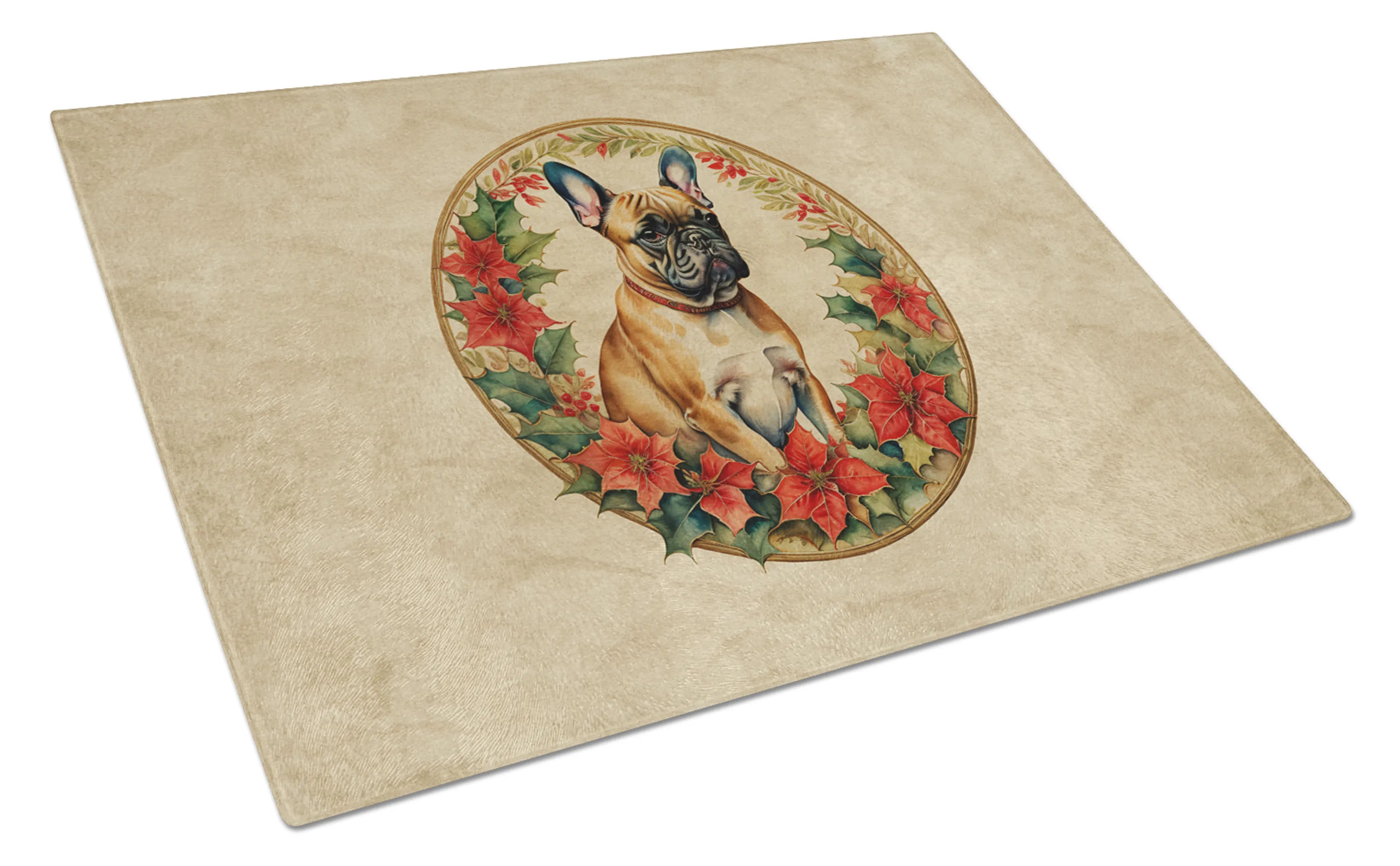 Christmas Flowers Frame Glass Cutting Board - Size: LARGE | Pack Of: 1 | Collection name: Christmas flowers frame