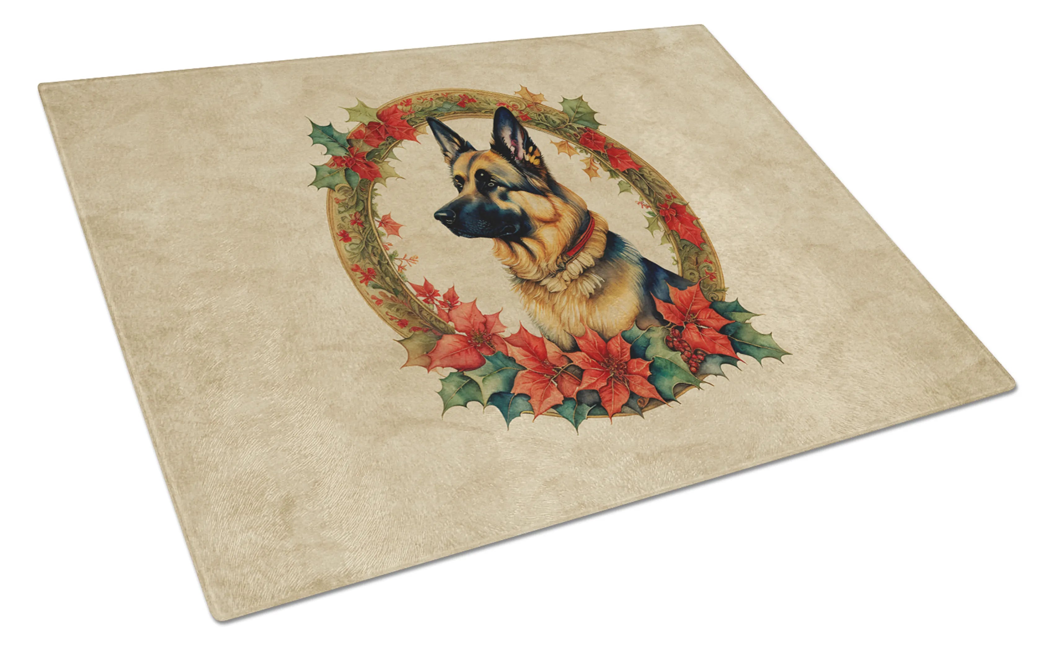 Christmas Flowers Frame Glass Cutting Board - Size: LARGE | Pack Of: 1 | Collection name: Christmas flowers frame