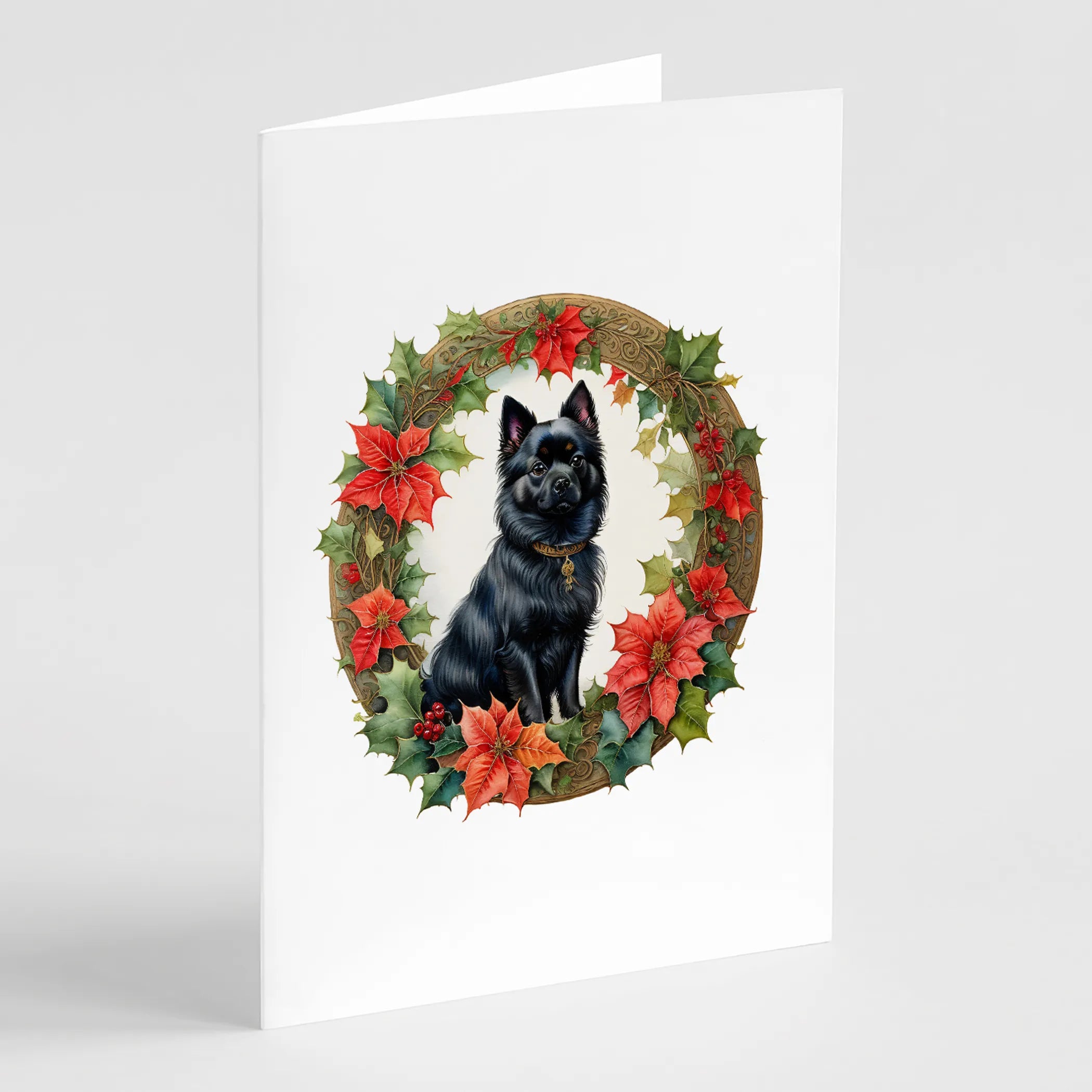 Christmas Flowers Frame Greeting Cards  - Size: 5X7 | Pack Of: 8 | Collection name: Christmas flowers frame