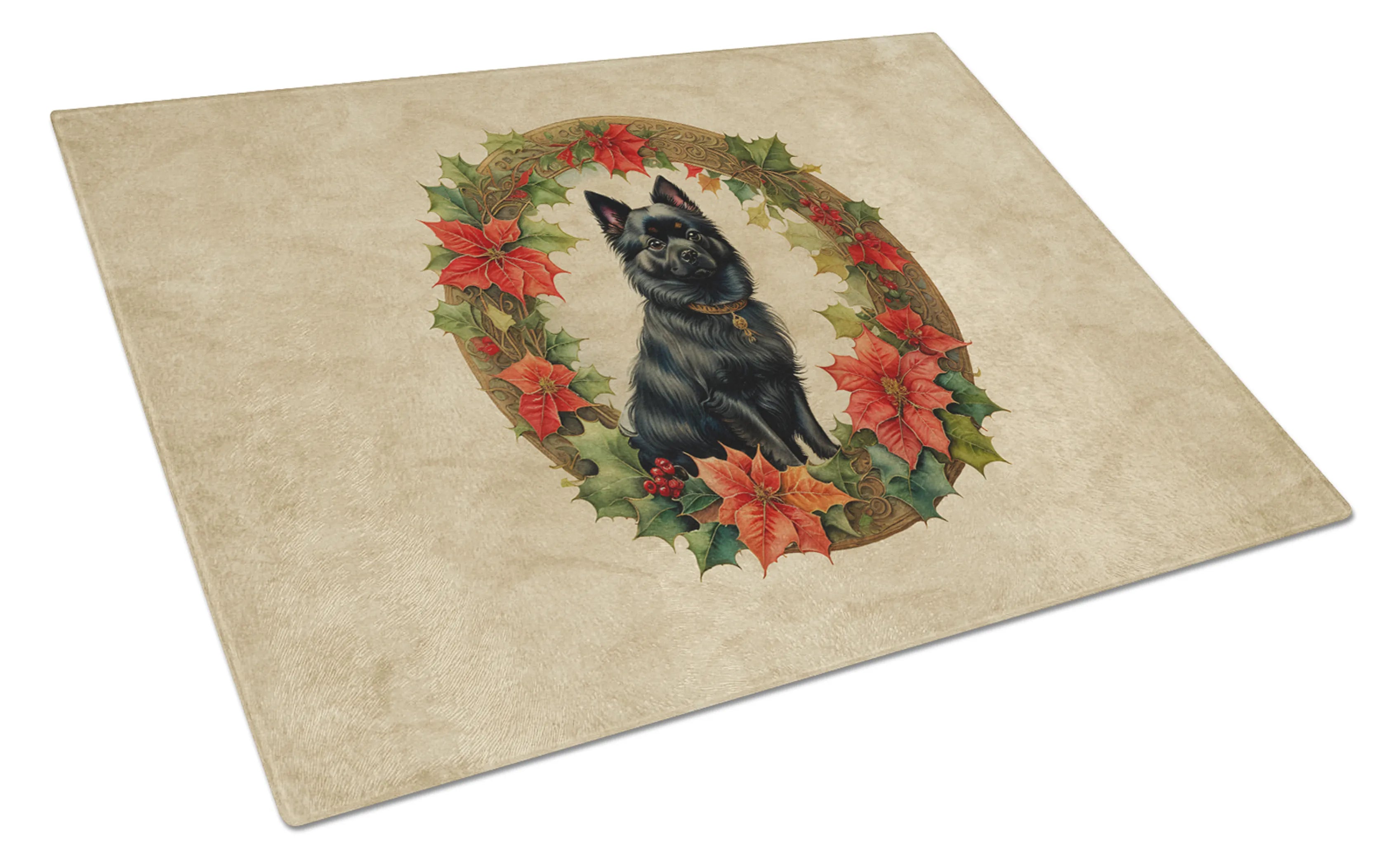 Christmas Flowers Frame Glass Cutting Board - Size: LARGE | Pack Of: 1 | Collection name: Christmas flowers frame