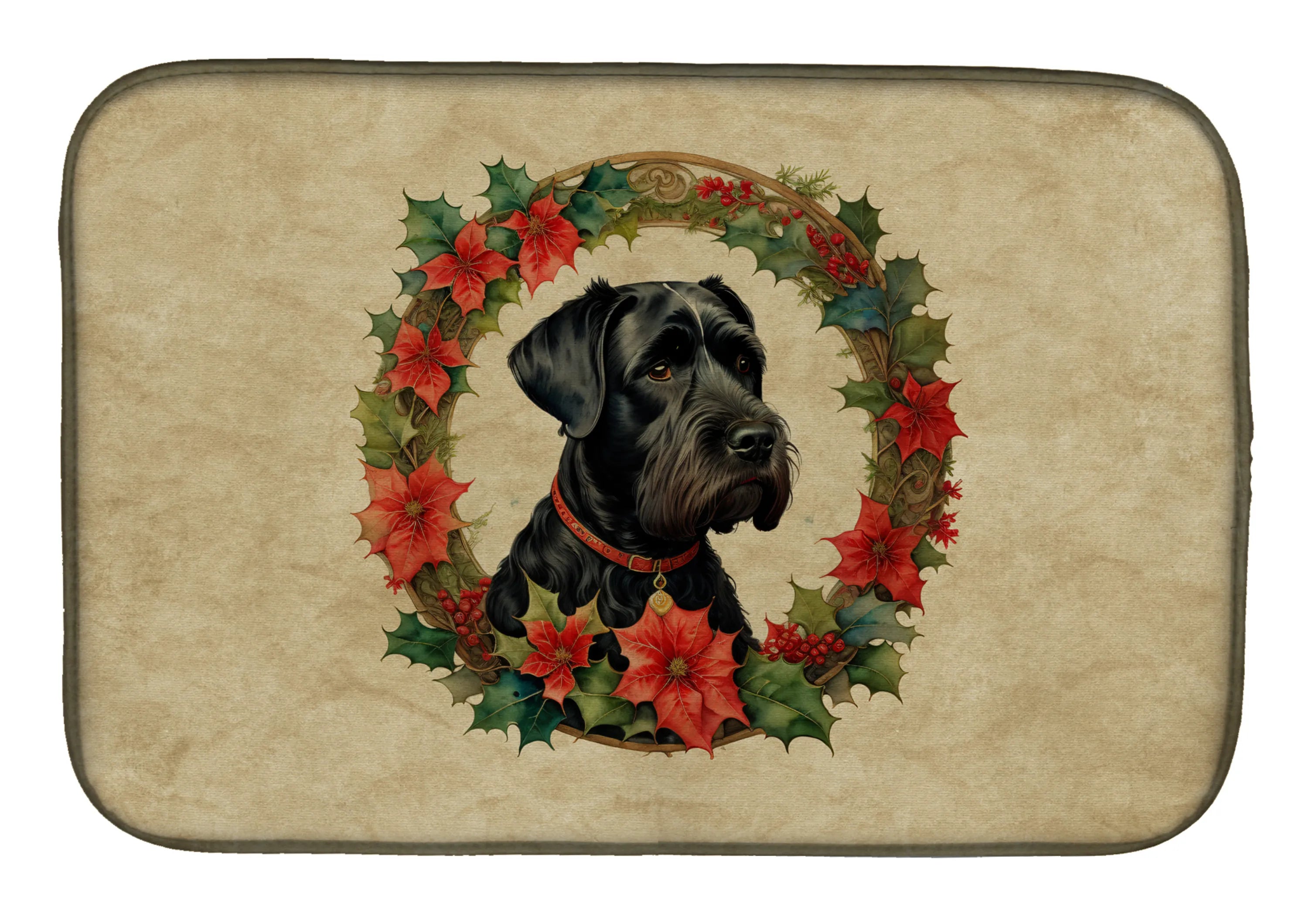 Christmas Flowers Frame Dish Drying Mat - Size: 14  X 21" | Pack Of: 1 | Collection name: Christmas flowers frame