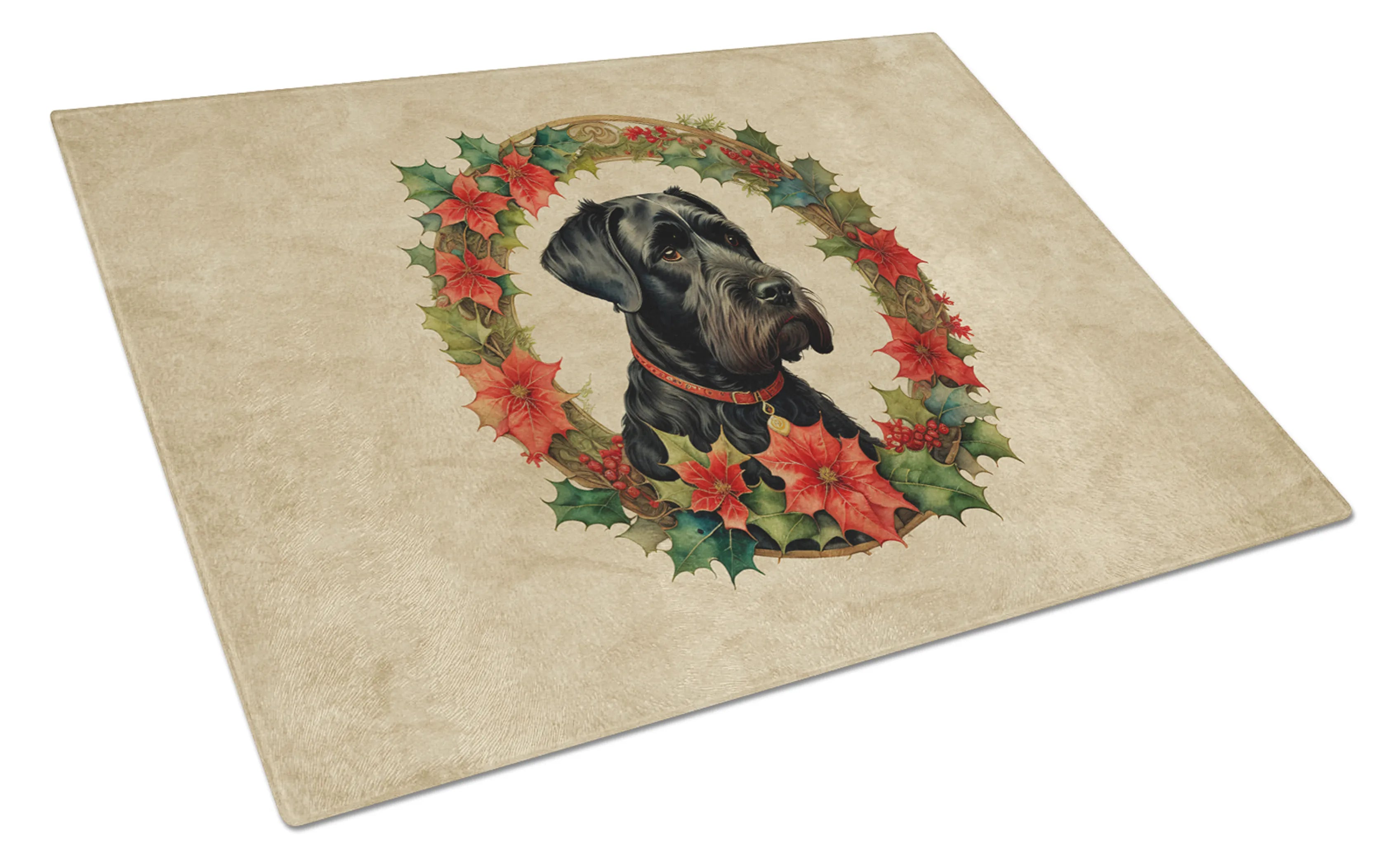 Christmas Flowers Frame Glass Cutting Board - Size: LARGE | Pack Of: 1 | Collection name: Christmas flowers frame