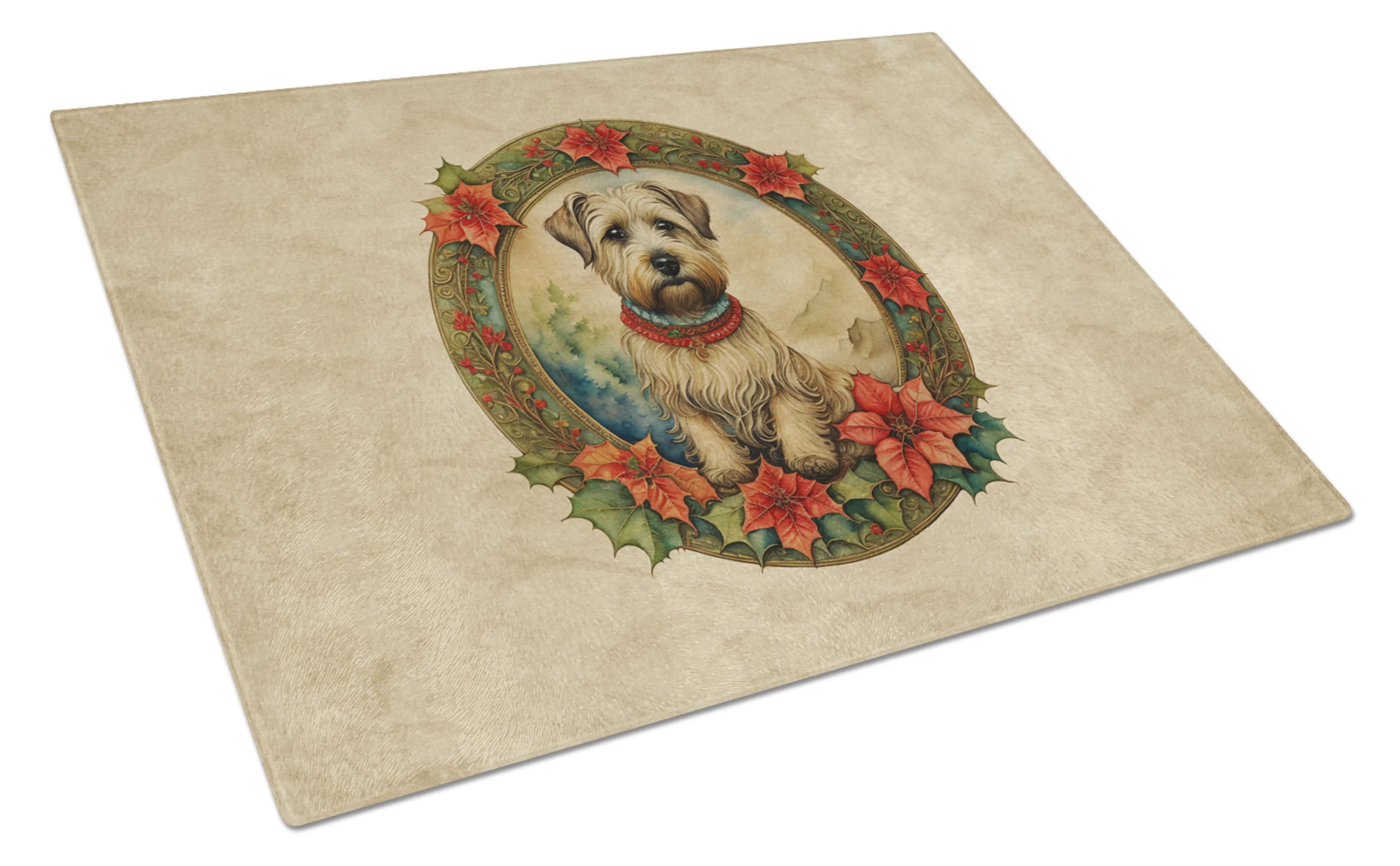 Christmas Flowers Frame Glass Cutting Board - Size: LARGE | Pack Of: 1 | Collection name: Christmas flowers frame