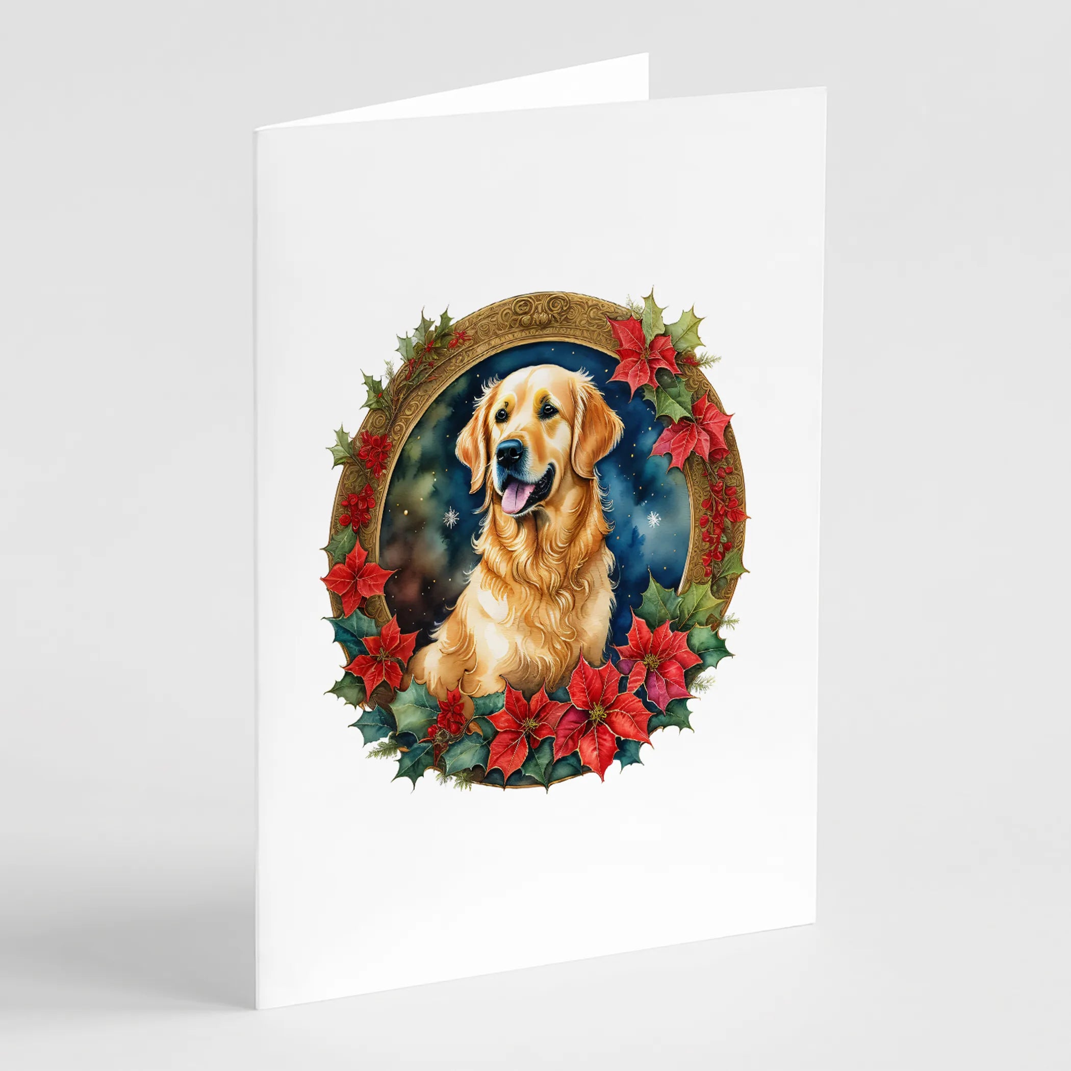 Christmas Flowers Frame Greeting Cards  - Size: 5X7 | Pack Of: 8 | Collection name: Christmas flowers frame