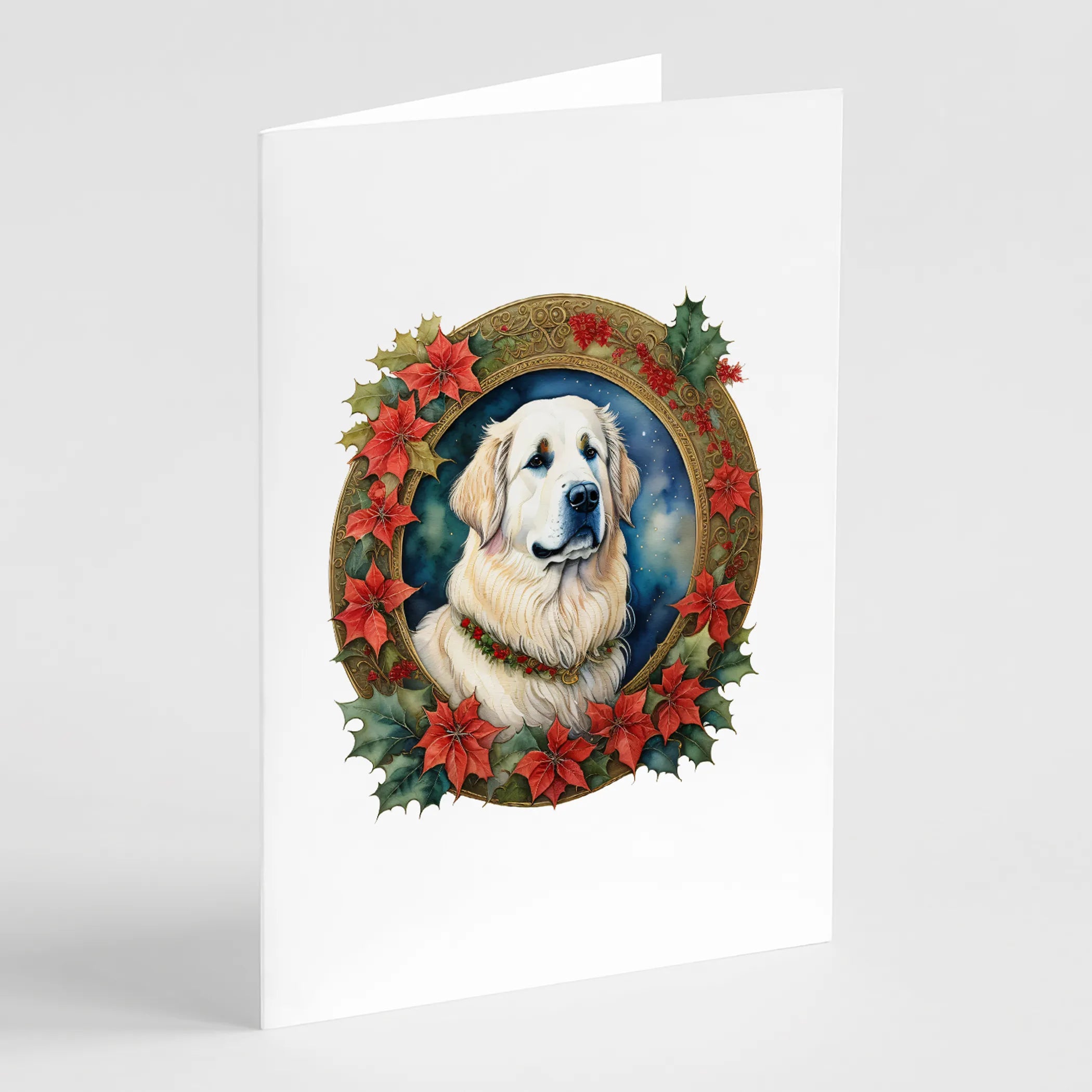 Christmas Flowers Frame Greeting Cards  - Size: 5X7 | Pack Of: 8 | Collection name: Christmas flowers frame