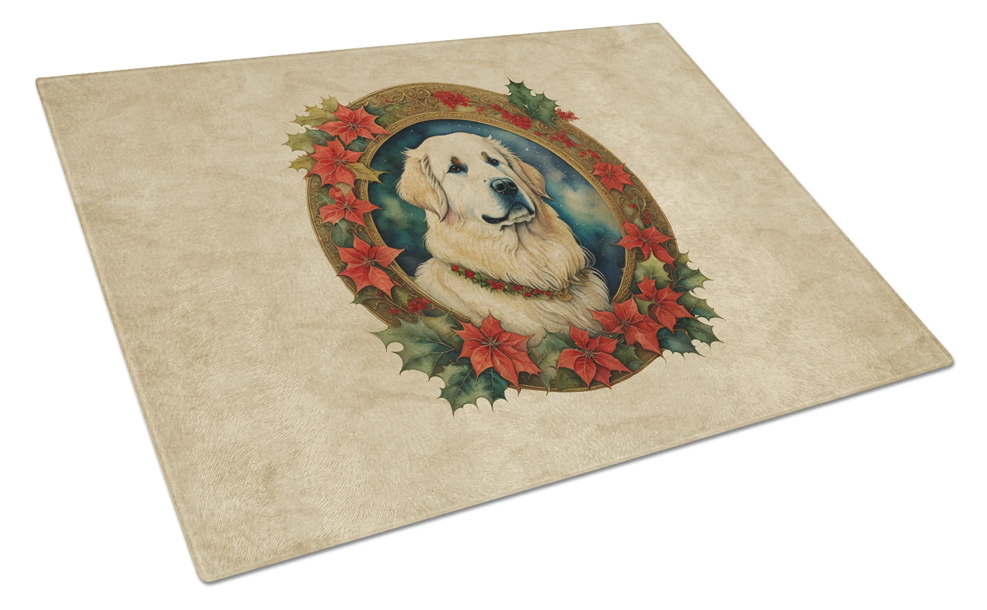 Christmas Flowers Frame Glass Cutting Board - Size: LARGE | Pack Of: 1 | Collection name: Christmas flowers frame