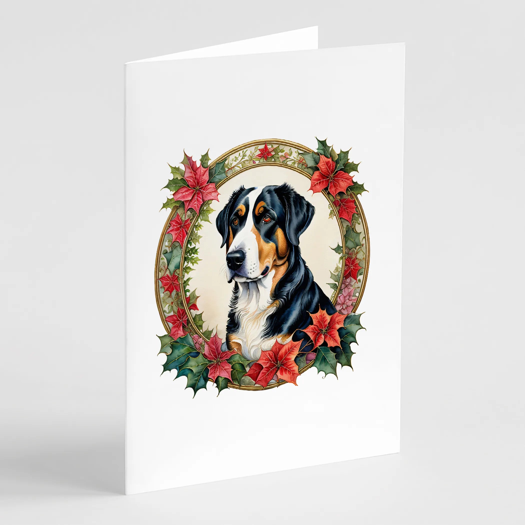 Christmas Flowers Frame Greeting Cards  - Size: 5X7 | Pack Of: 8 | Collection name: Christmas flowers frame