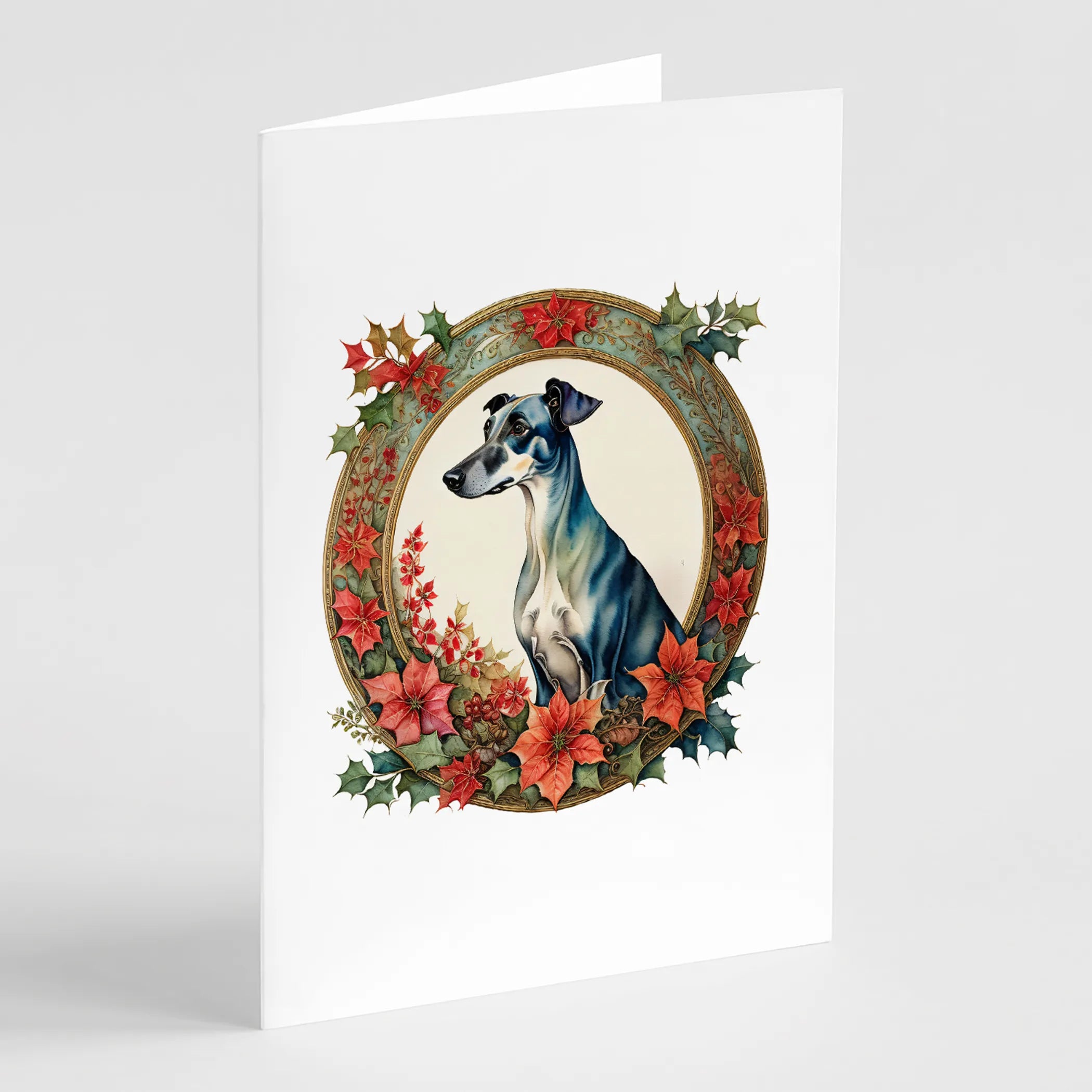 Christmas Flowers Frame Greeting Cards  - Size: 5X7 | Pack Of: 8 | Collection name: Christmas flowers frame