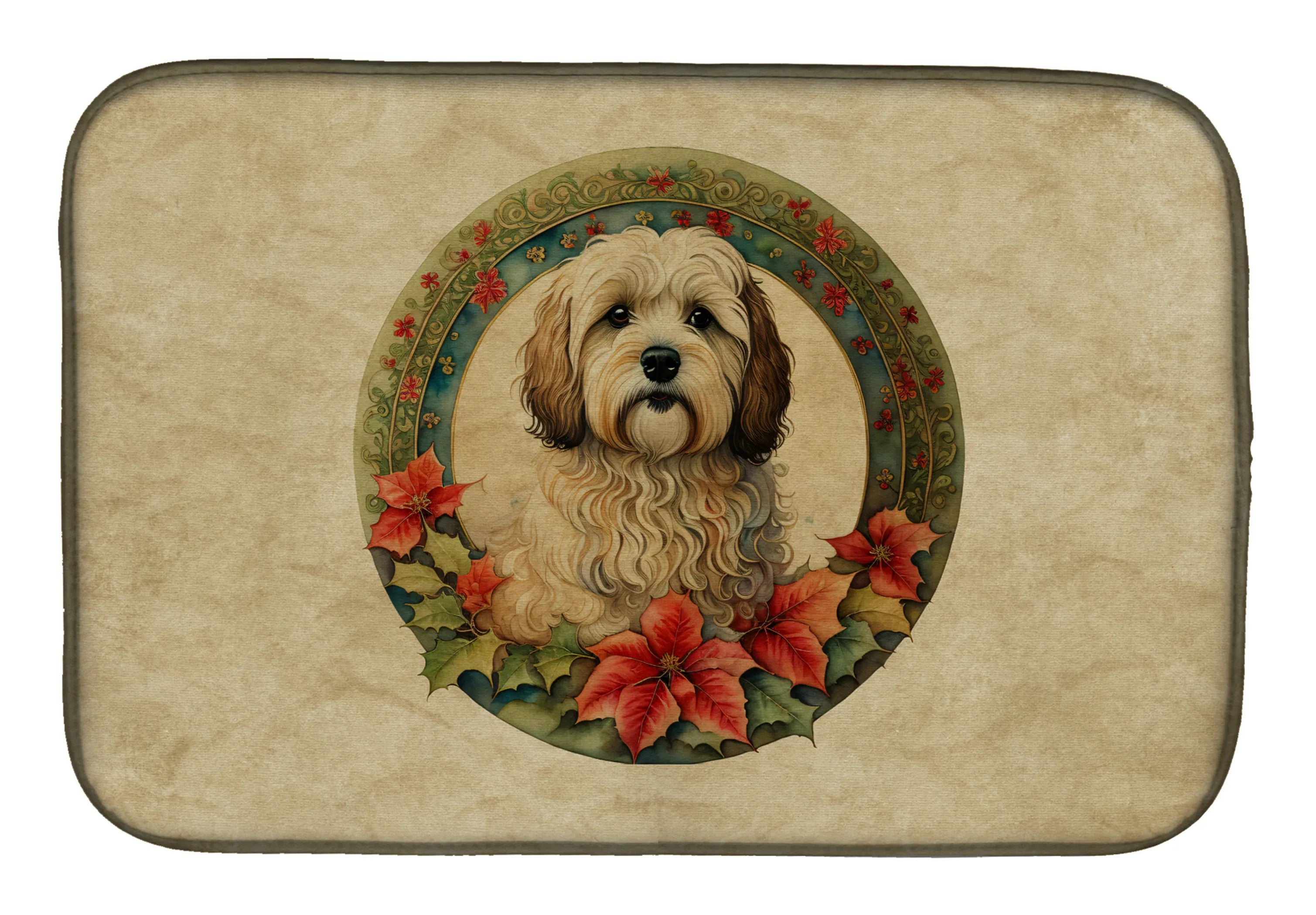 Christmas Flowers Frame Dish Drying Mat - Size: 14  X 21" | Pack Of: 1 | Collection name: Christmas flowers frame