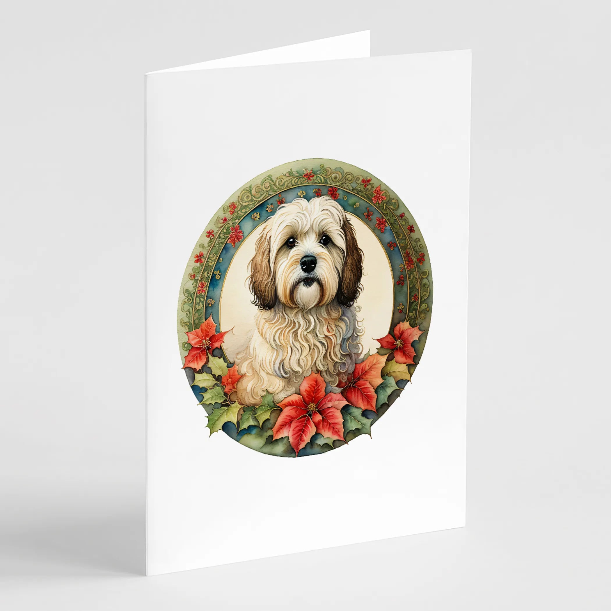Christmas Flowers Frame Greeting Cards  - Size: 5X7 | Pack Of: 8 | Collection name: Christmas flowers frame