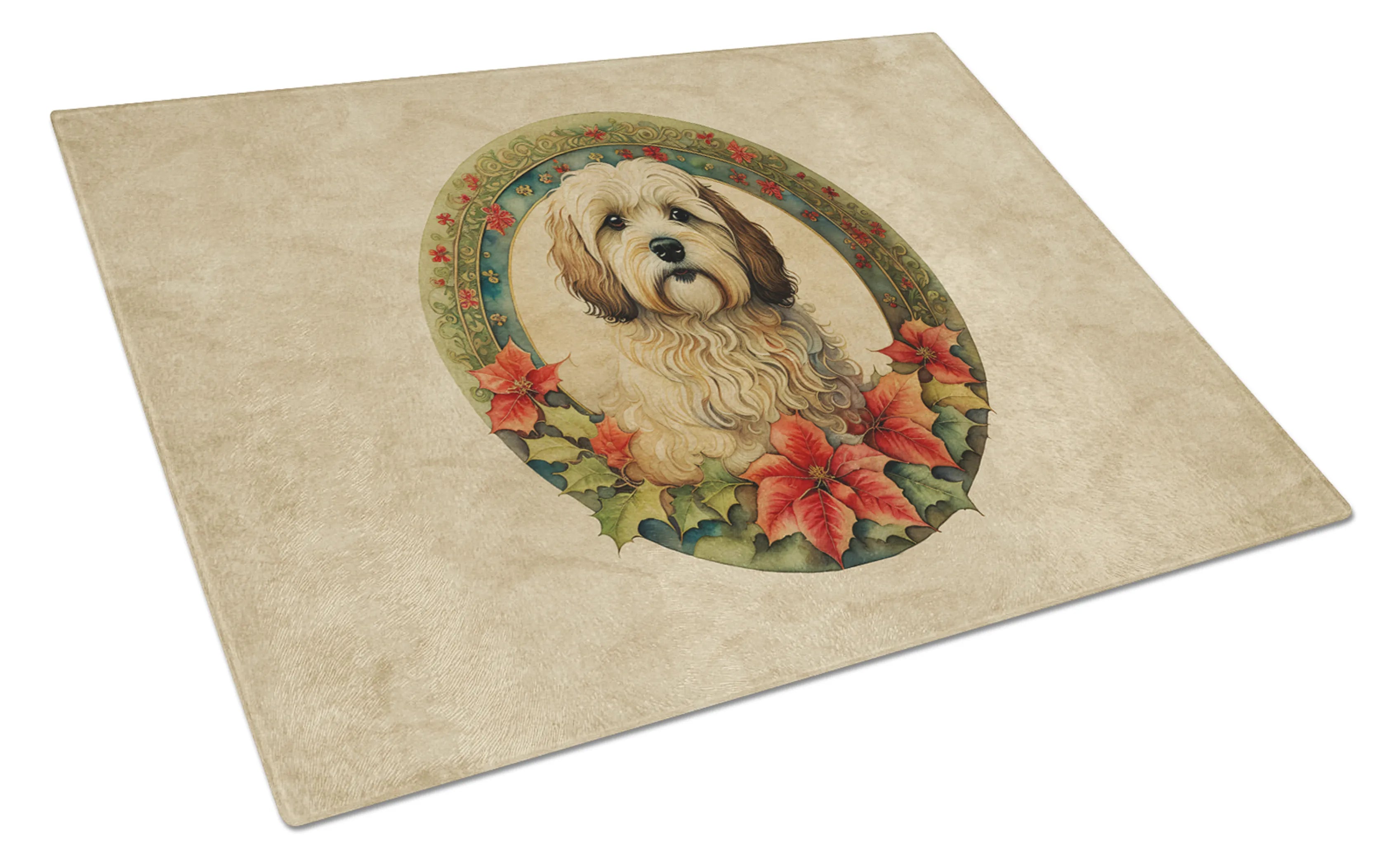 Christmas Flowers Frame Glass Cutting Board - Size: LARGE | Pack Of: 1 | Collection name: Christmas flowers frame