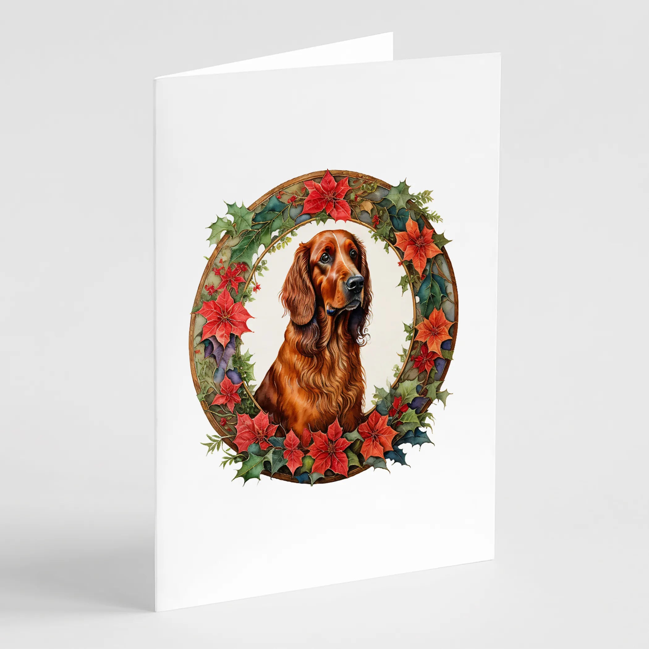 Christmas Flowers Frame Greeting Cards  - Size: 5X7 | Pack Of: 8 | Collection name: Christmas flowers frame