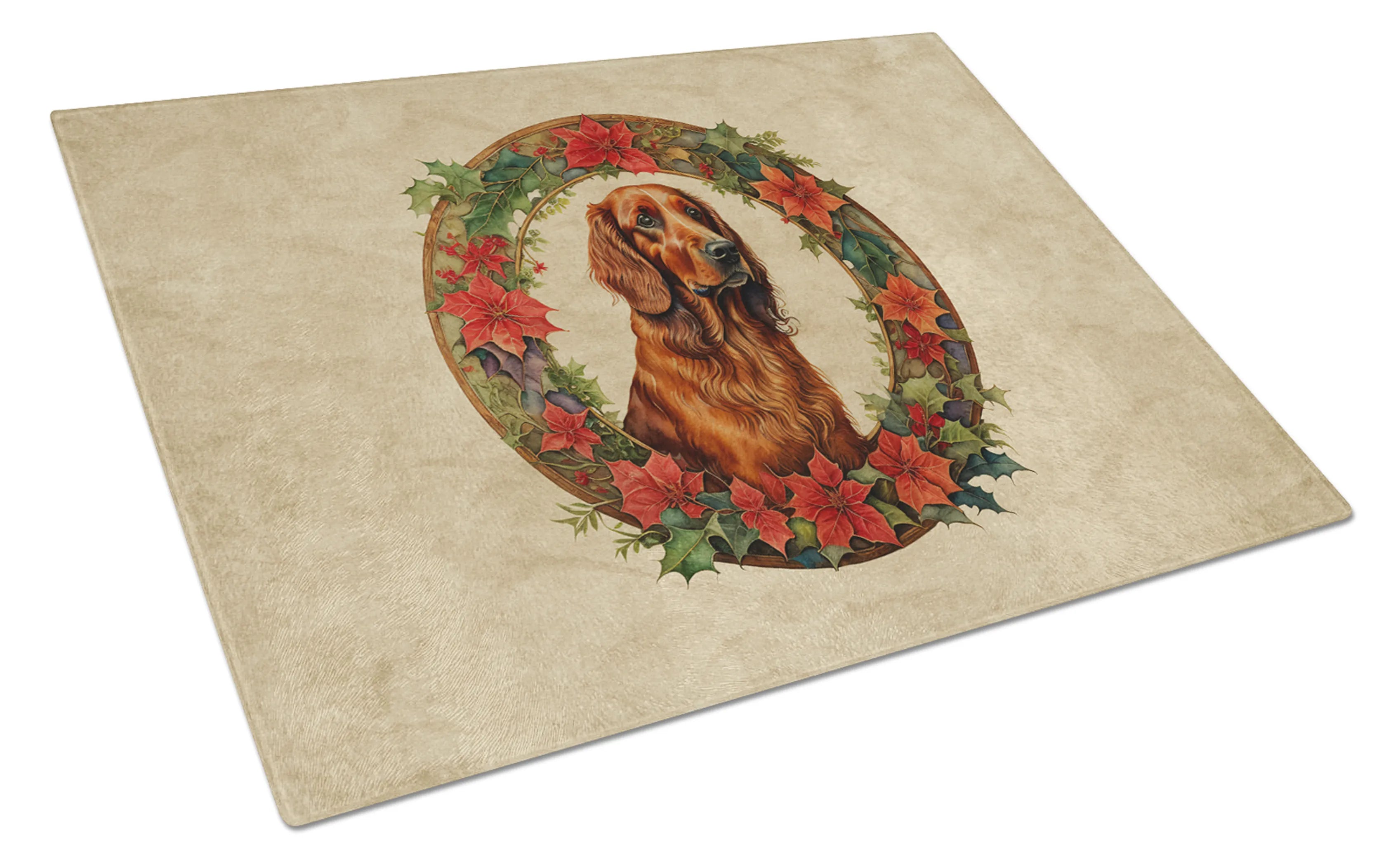 Christmas Flowers Frame Glass Cutting Board - Size: LARGE | Pack Of: 1 | Collection name: Christmas flowers frame